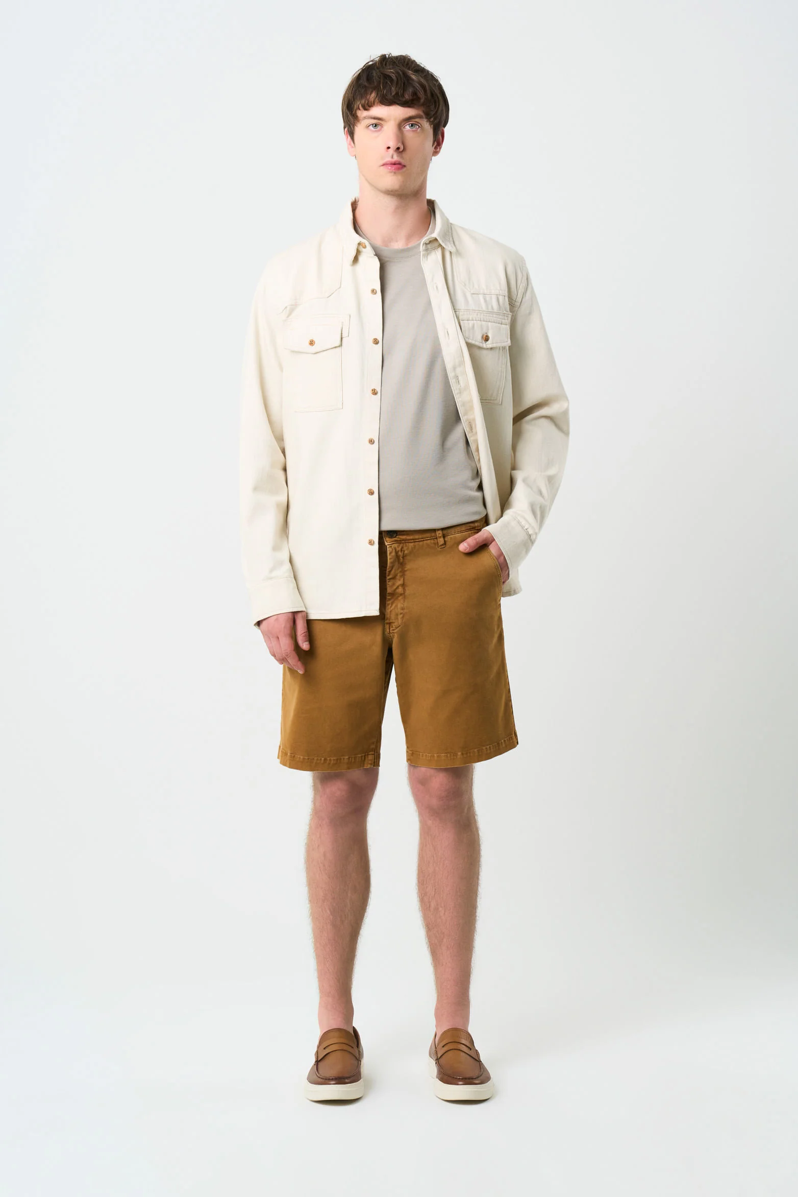Acacia Bermuda Shorts in drill, relaxed fit for men