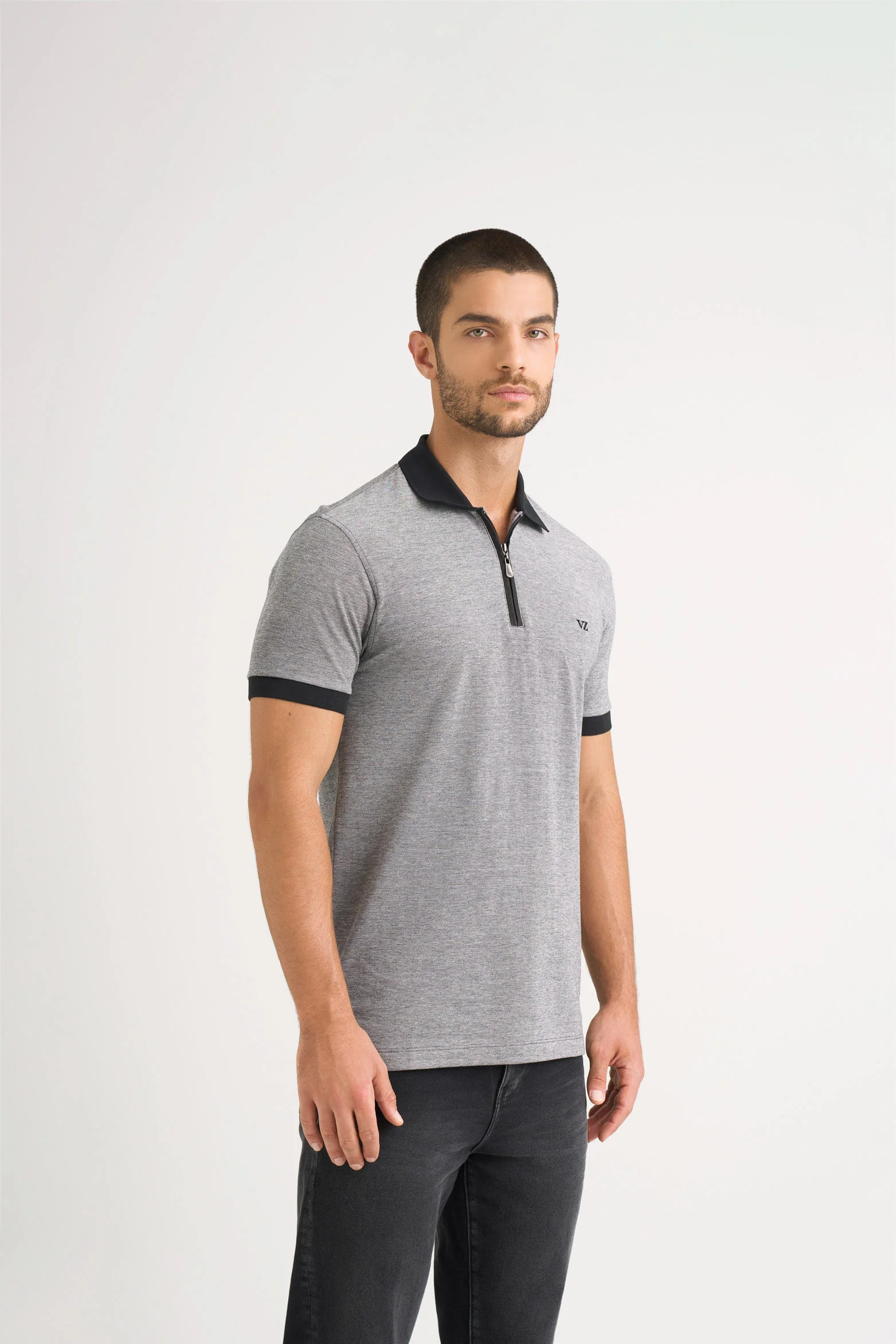 Alma Casual Cotton Polo with Zipper - Image 4
