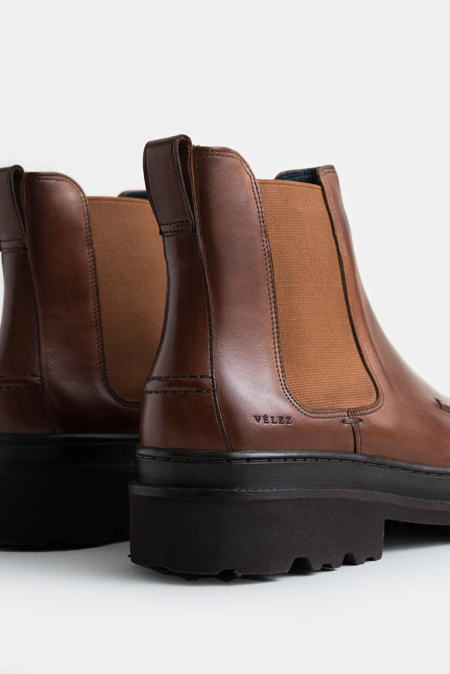 Amber Leather Boots for Men with Vein Detailing on Toe - Image 4