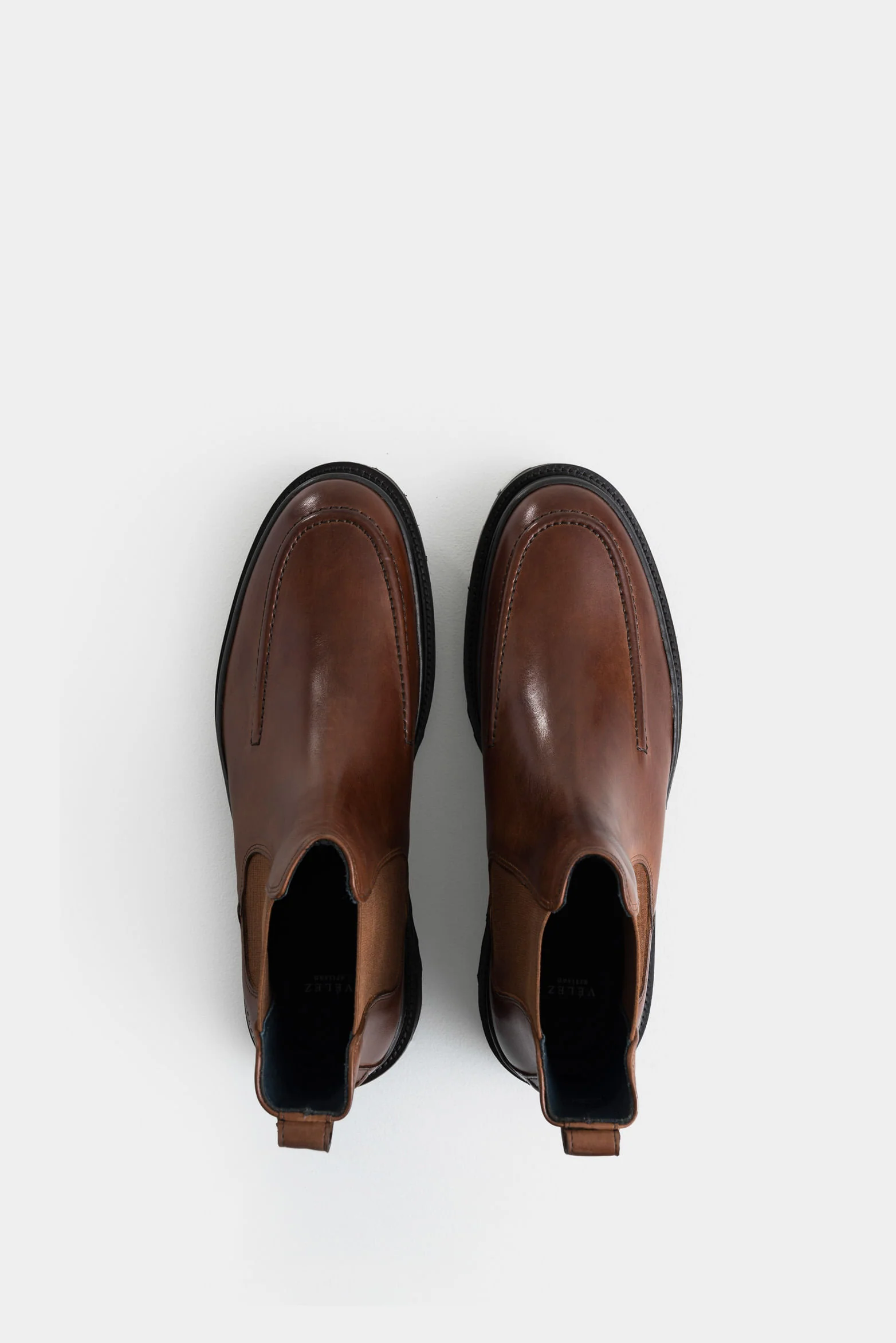 Amber Leather Boots for Men with Vein Detailing on Toe - Image 5