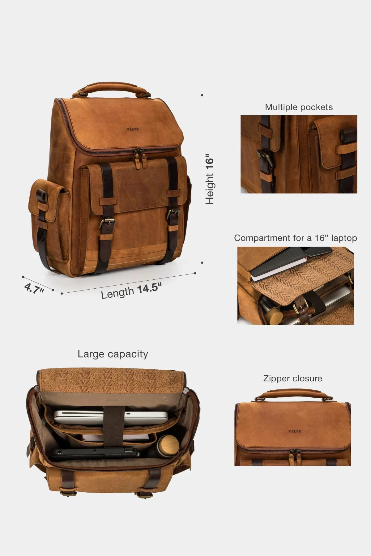 Archaeology Men’s Backpack in Vintage Leather - Image 4