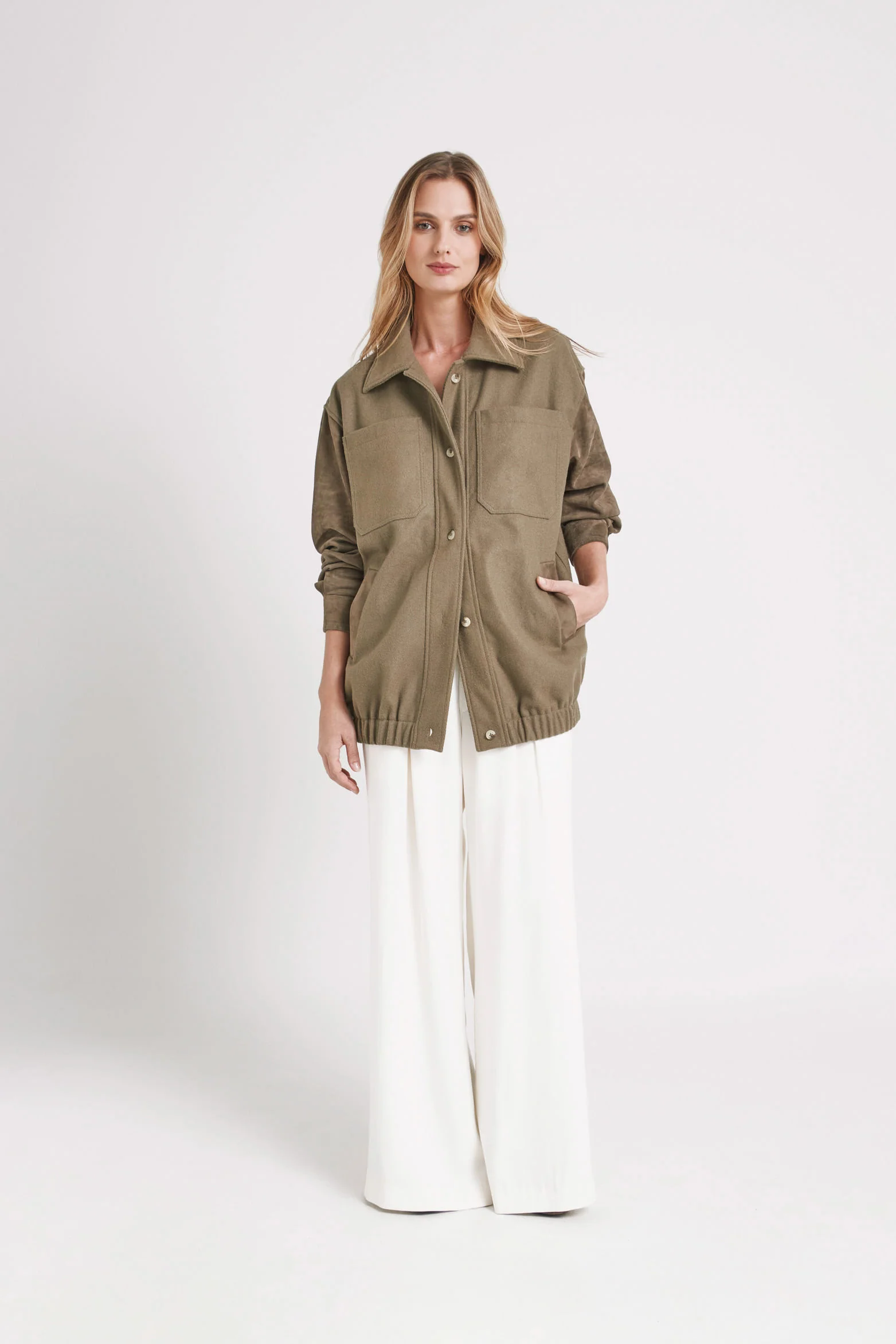 Aurora Bomber Jacket for Women with Suede Details - Image 2
