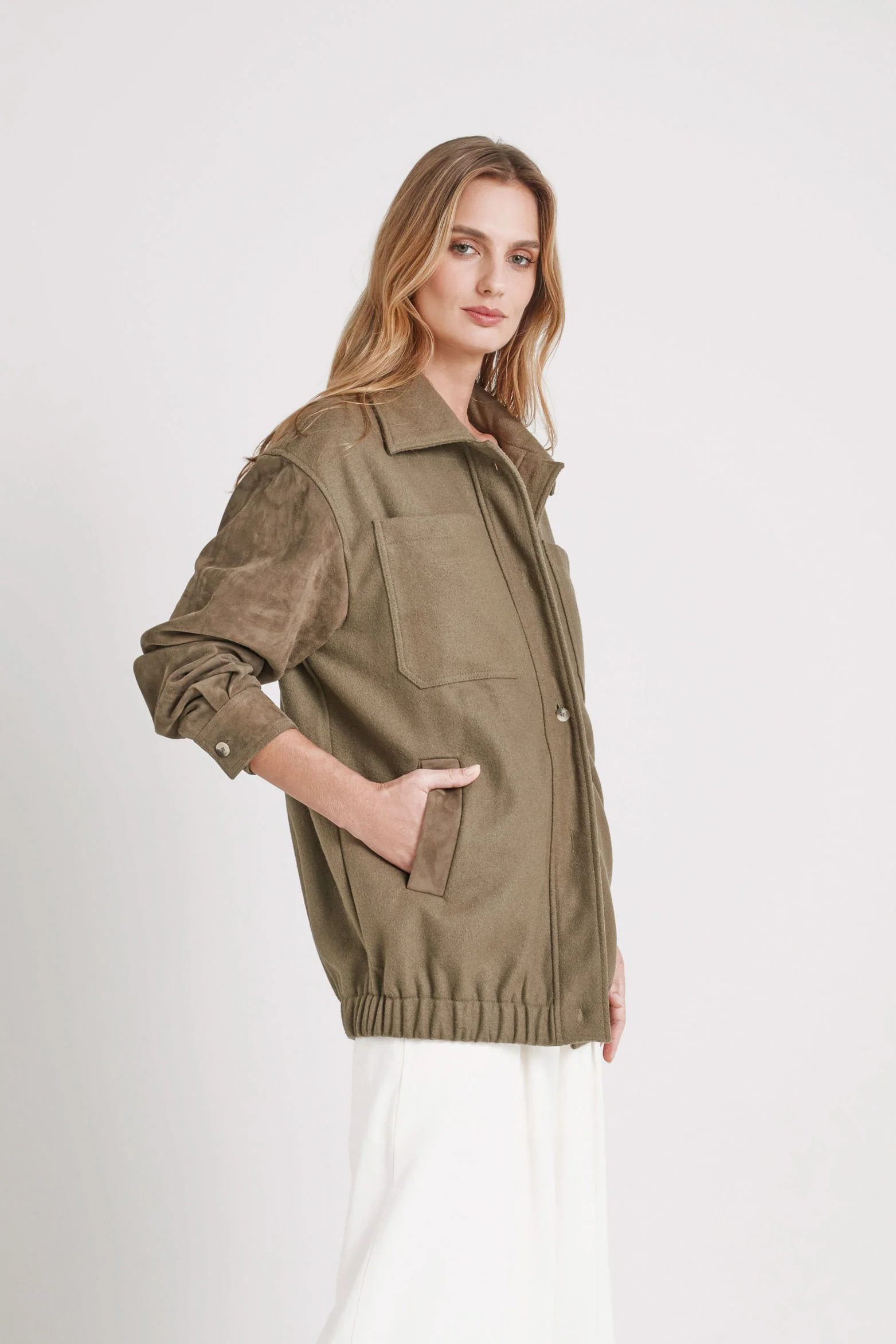Aurora Bomber Jacket for Women with Suede Details - Image 3