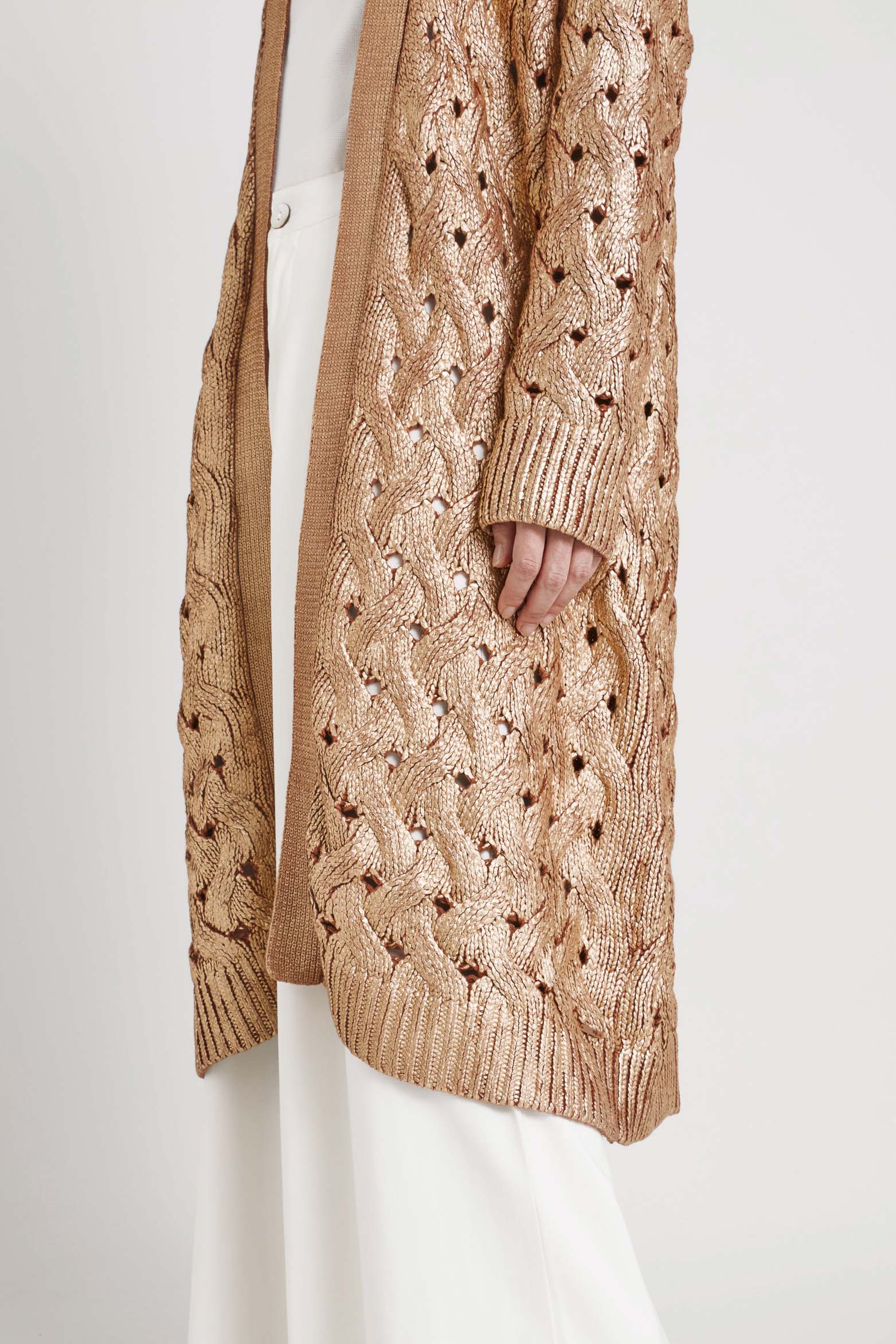 Aurora Knit Cardigan with Metallic Texture for Women - Image 4