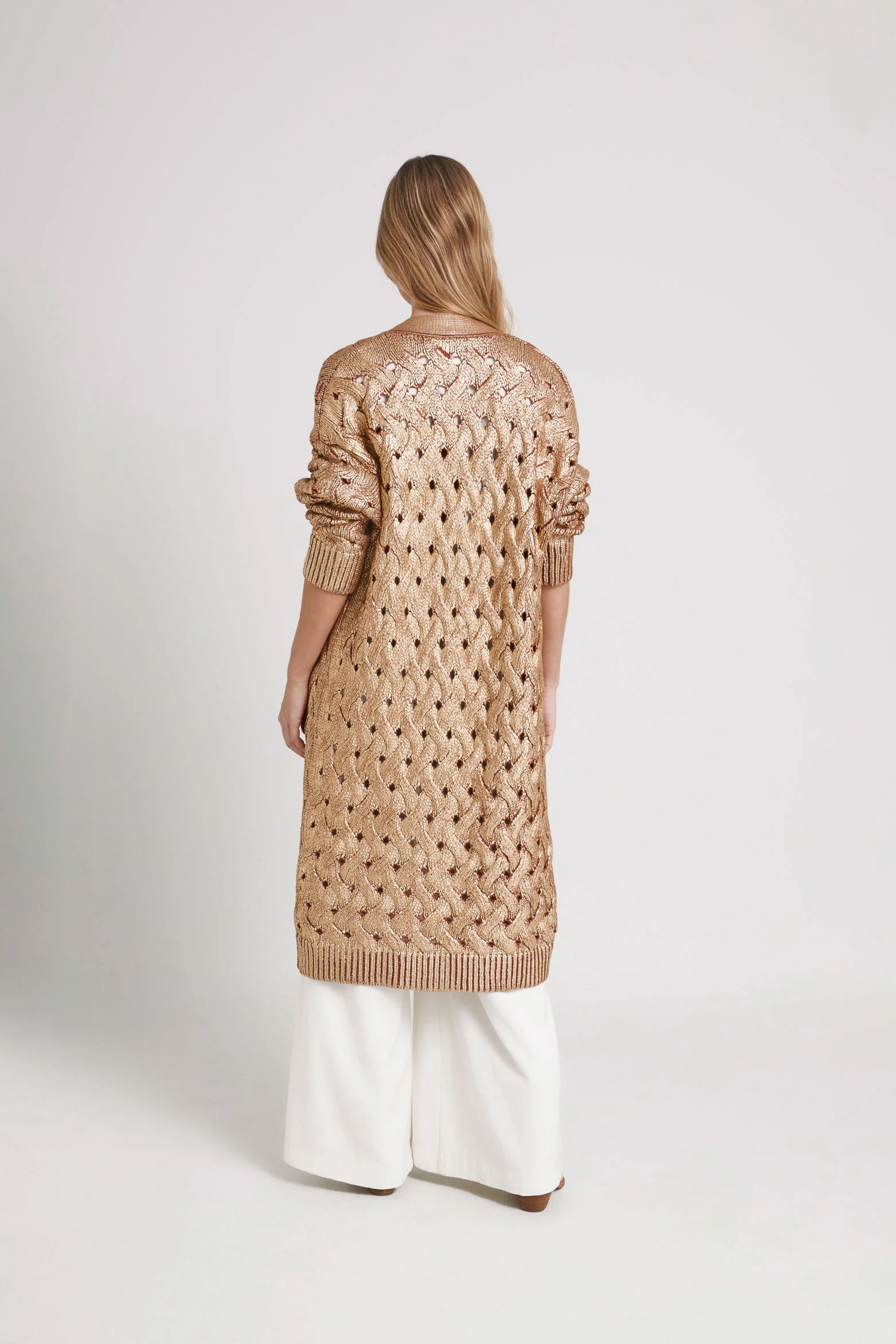 Aurora Knit Cardigan with Metallic Texture for Women - Image 5