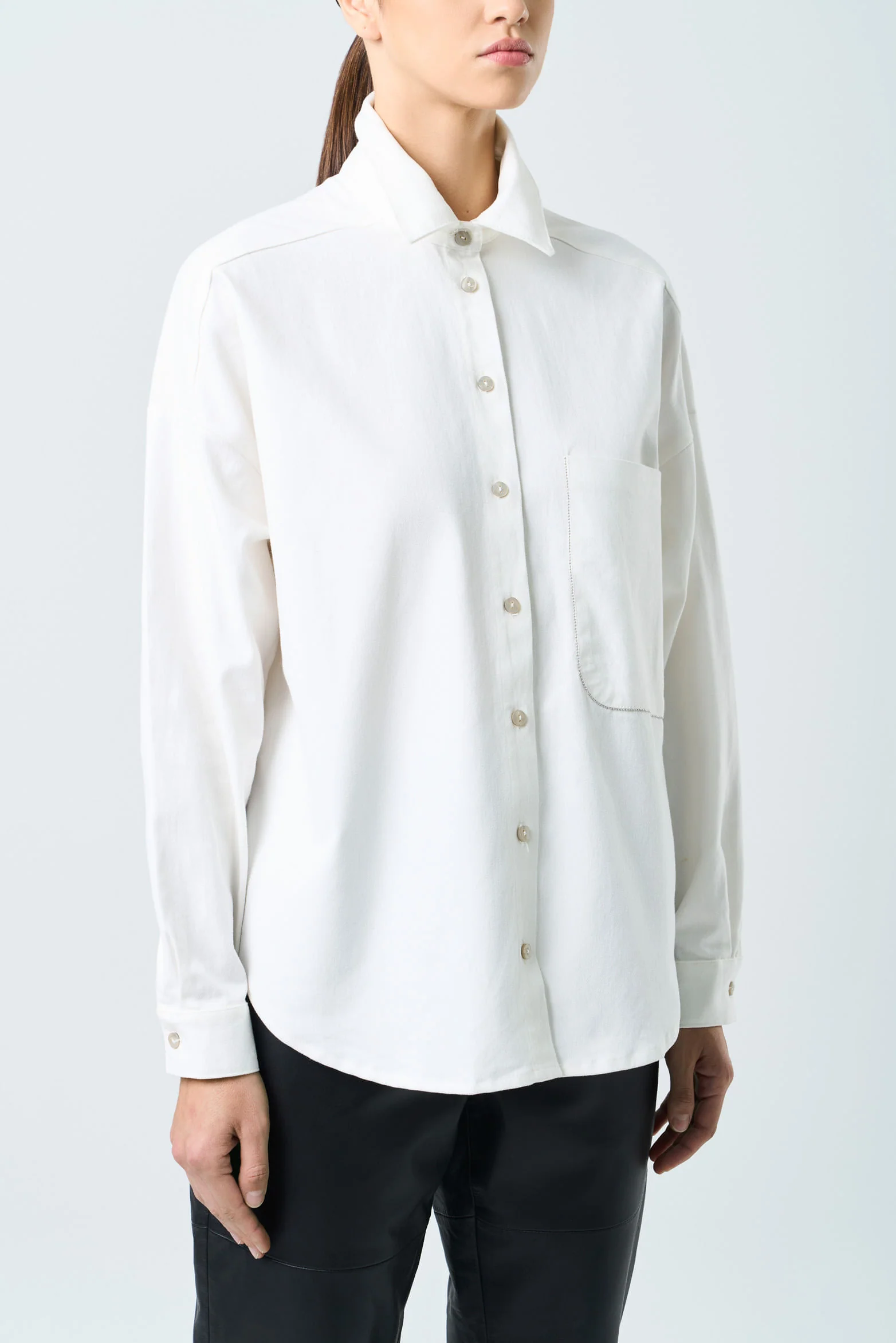Avellano Oversized Long-Sleeve Shirt for Women with Dropped Shoulder - Image 5