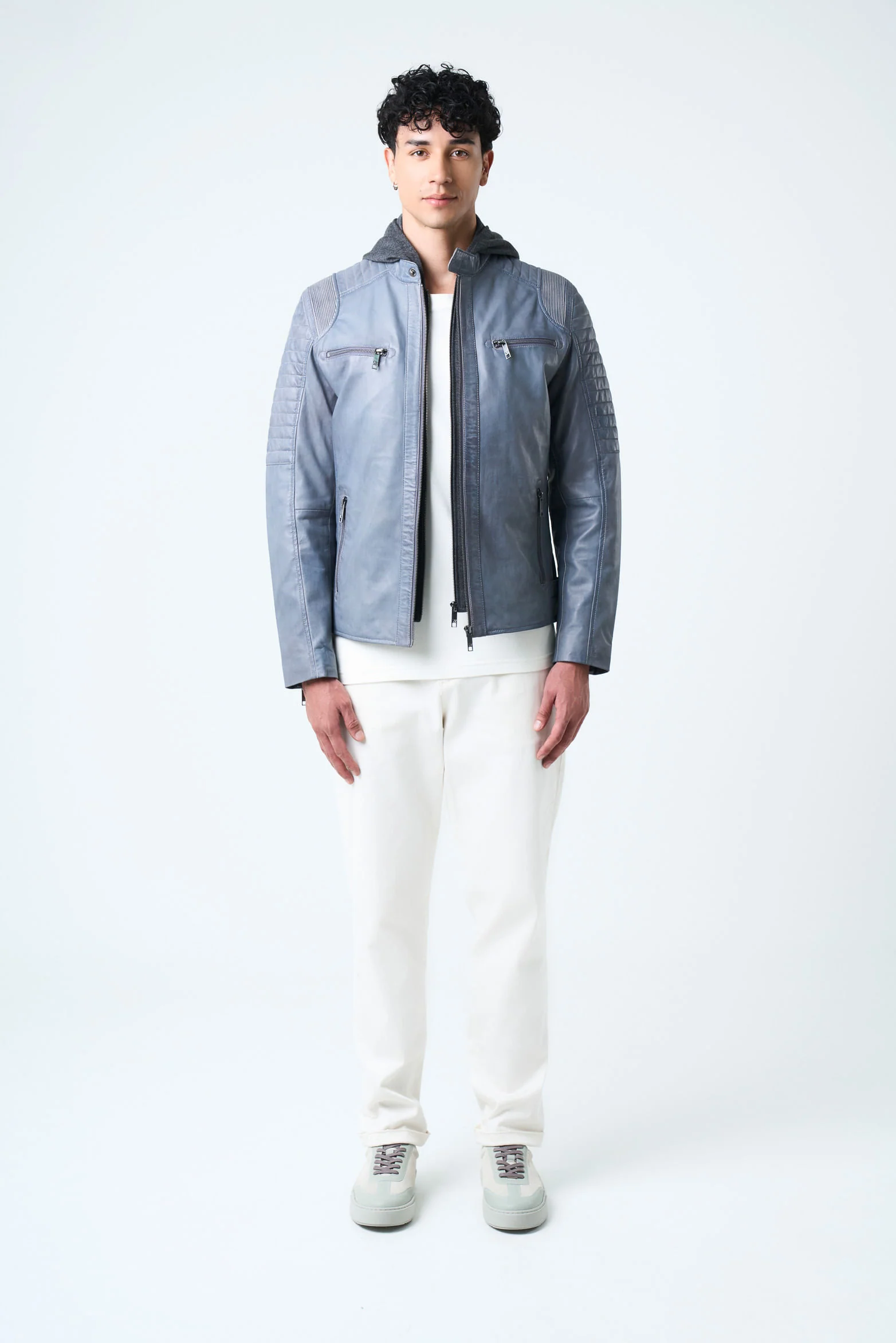 Belmont Leather Jacket for Men with Hood and Chest Panel - Image 4