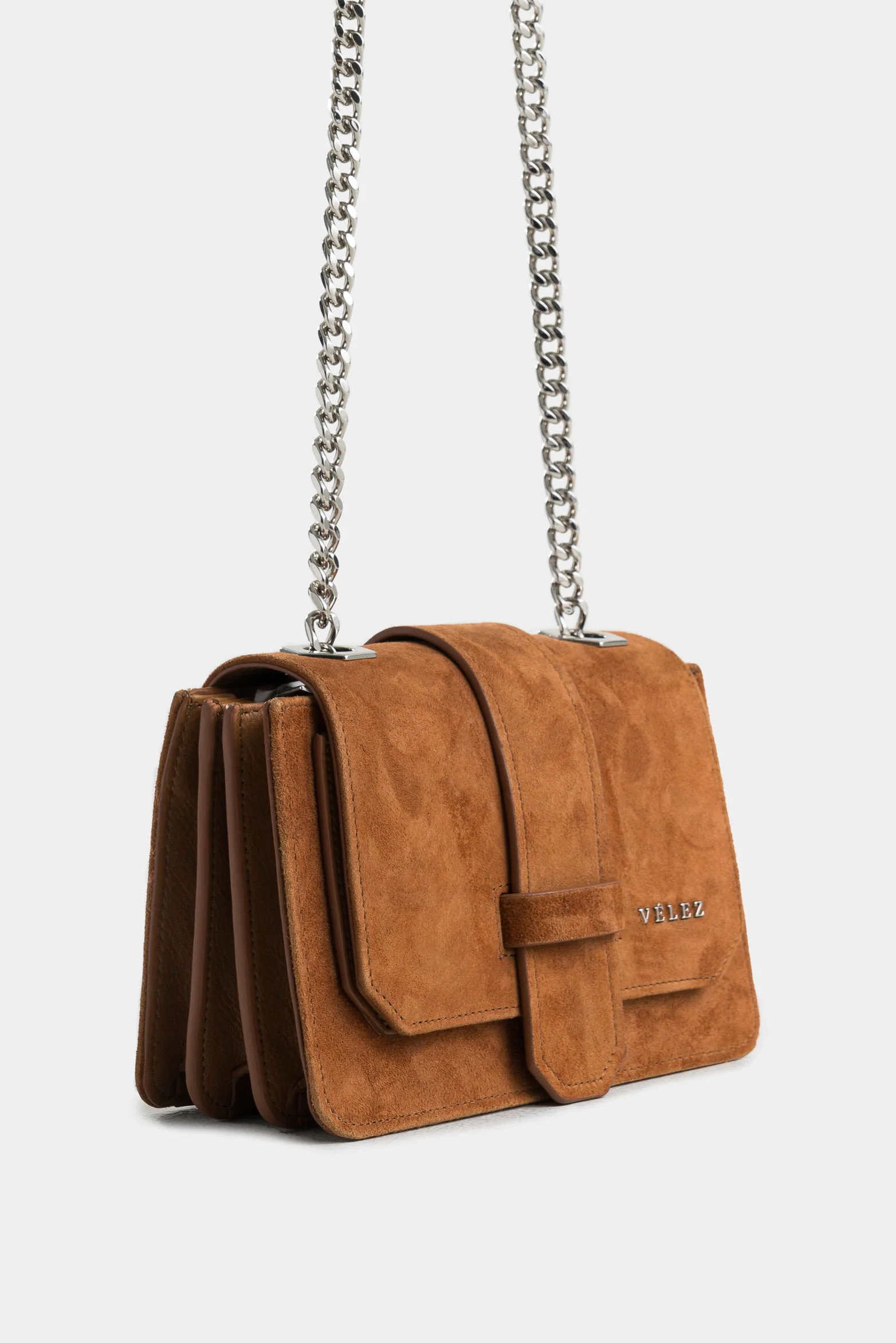 Bowling Bag in Suede Leather for Women with Braided Handle - Image 2