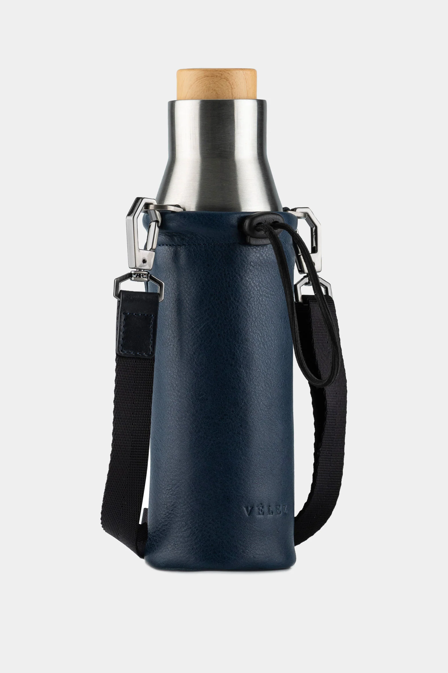 Brunei Leather Bottle Holder with Metallic Thermos - Image 2