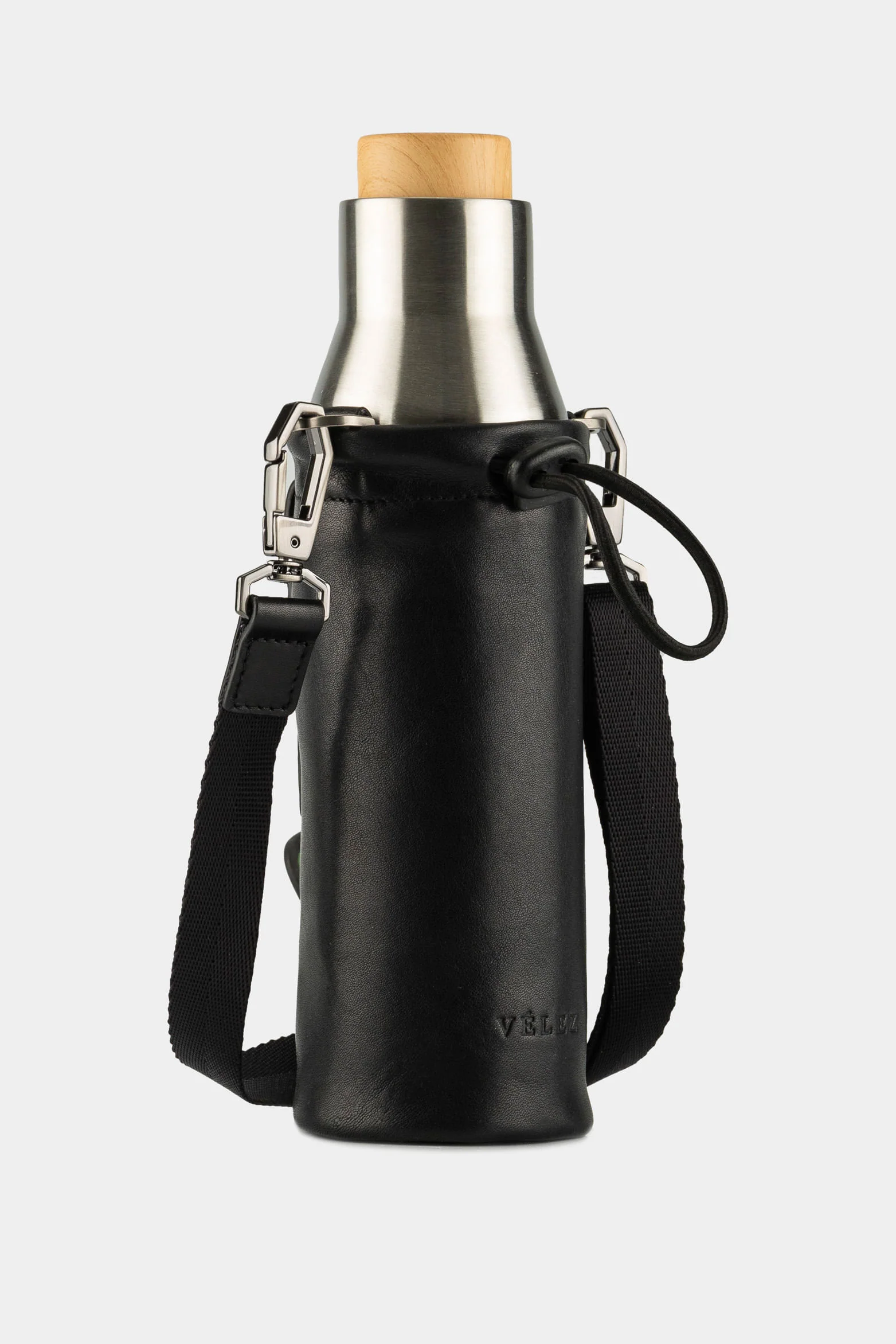 Brunei Leather Bottle Holder with Metallic Thermos - Image 2