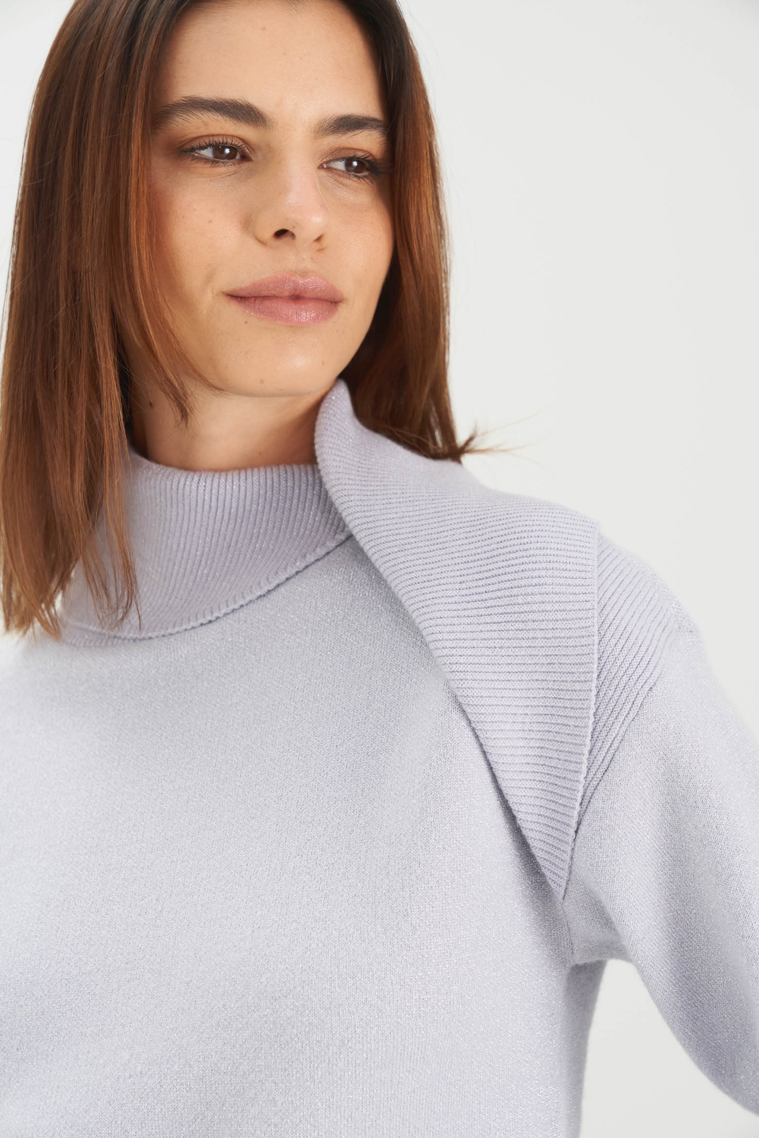 Calas Knitted Sweater for Women with Draped Collar Effect - Image 2
