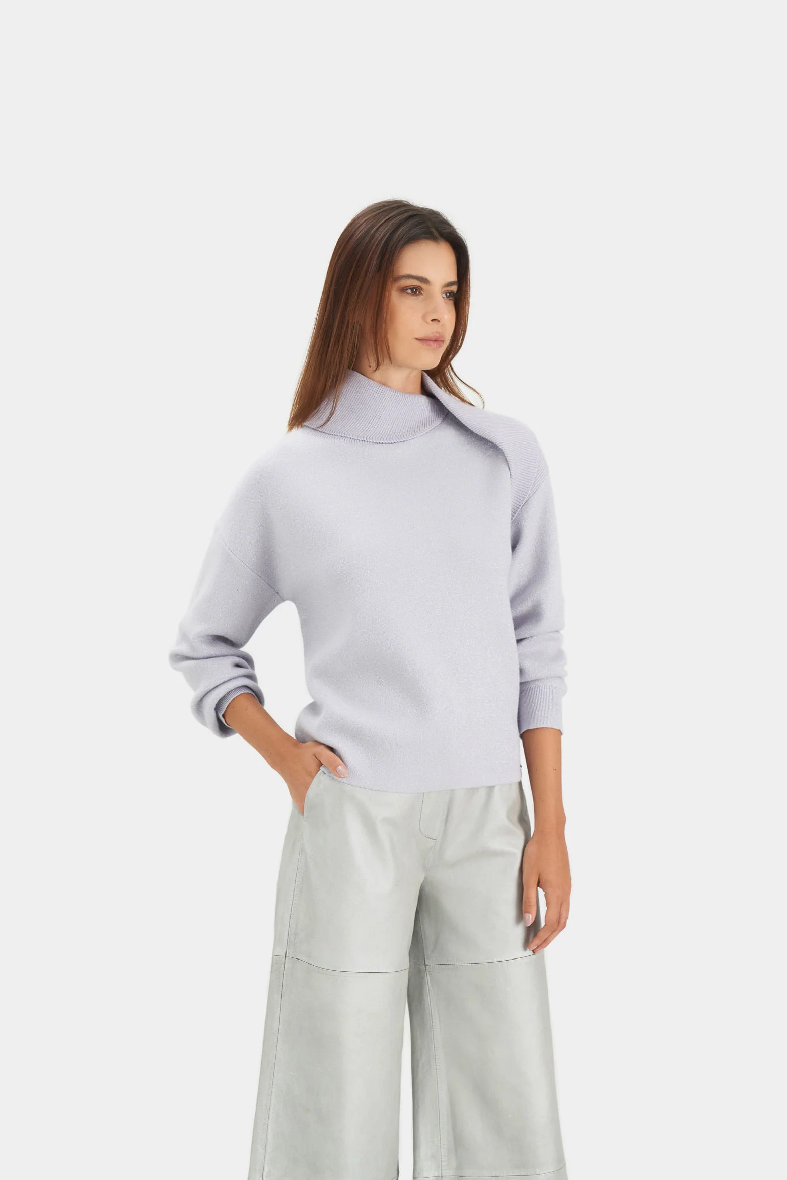 Calas Knitted Sweater for Women with Draped Collar Effect - Image 3