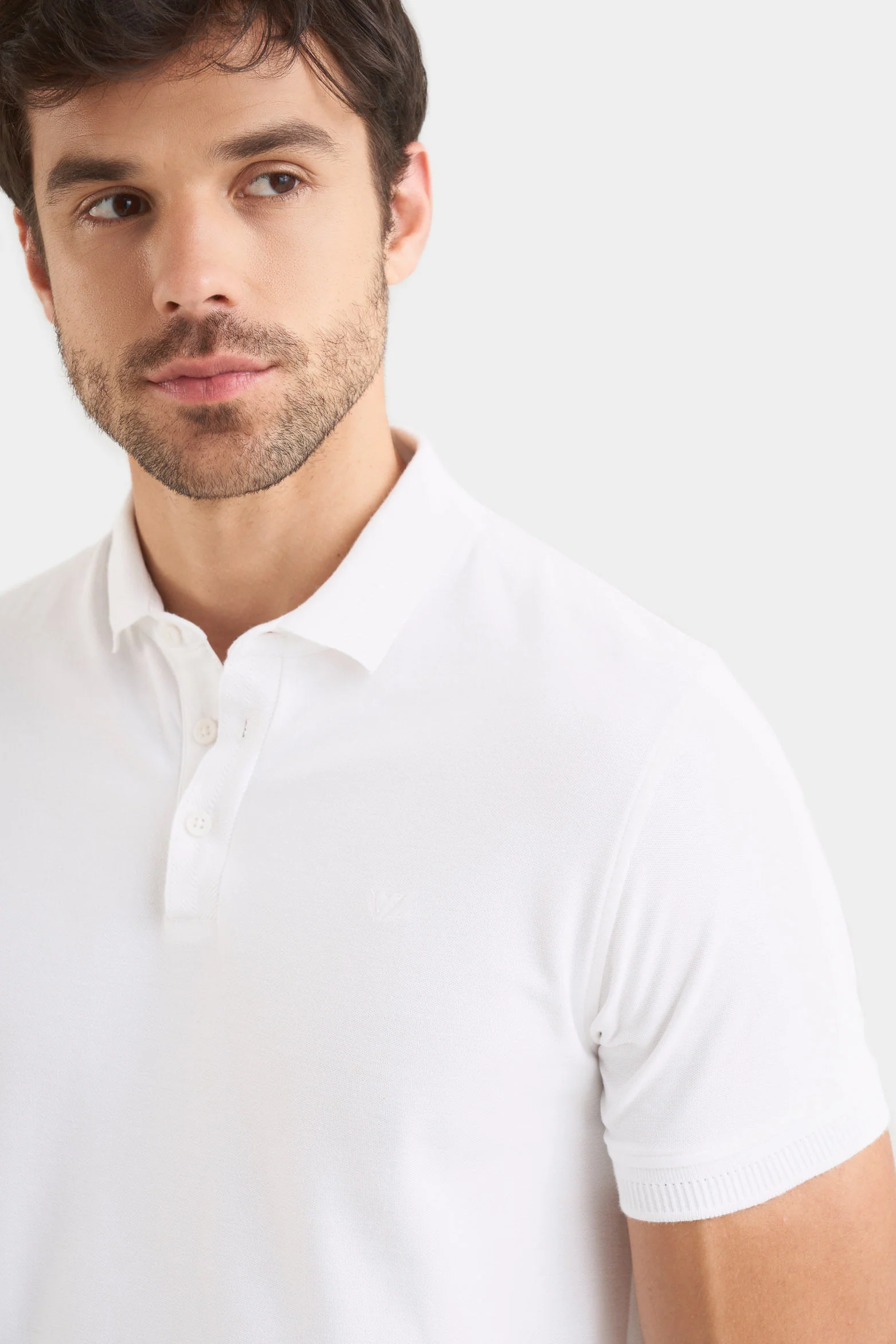Casual Polo in White Pima Cotton - Image 2
