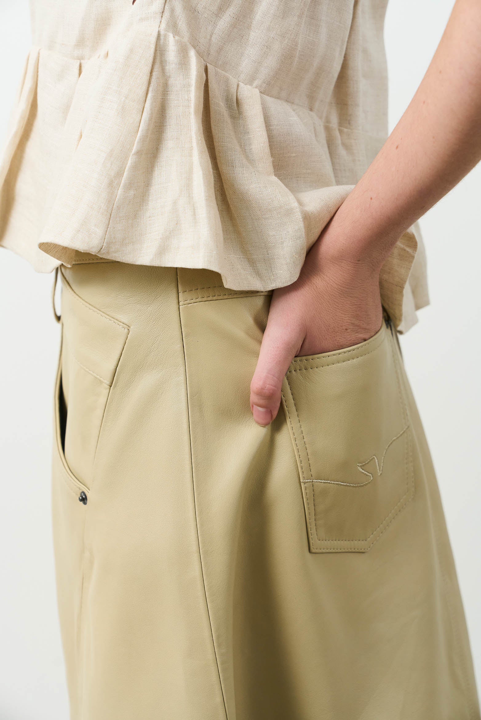 Cleo asymmetrical leather skirt for women - Image 6