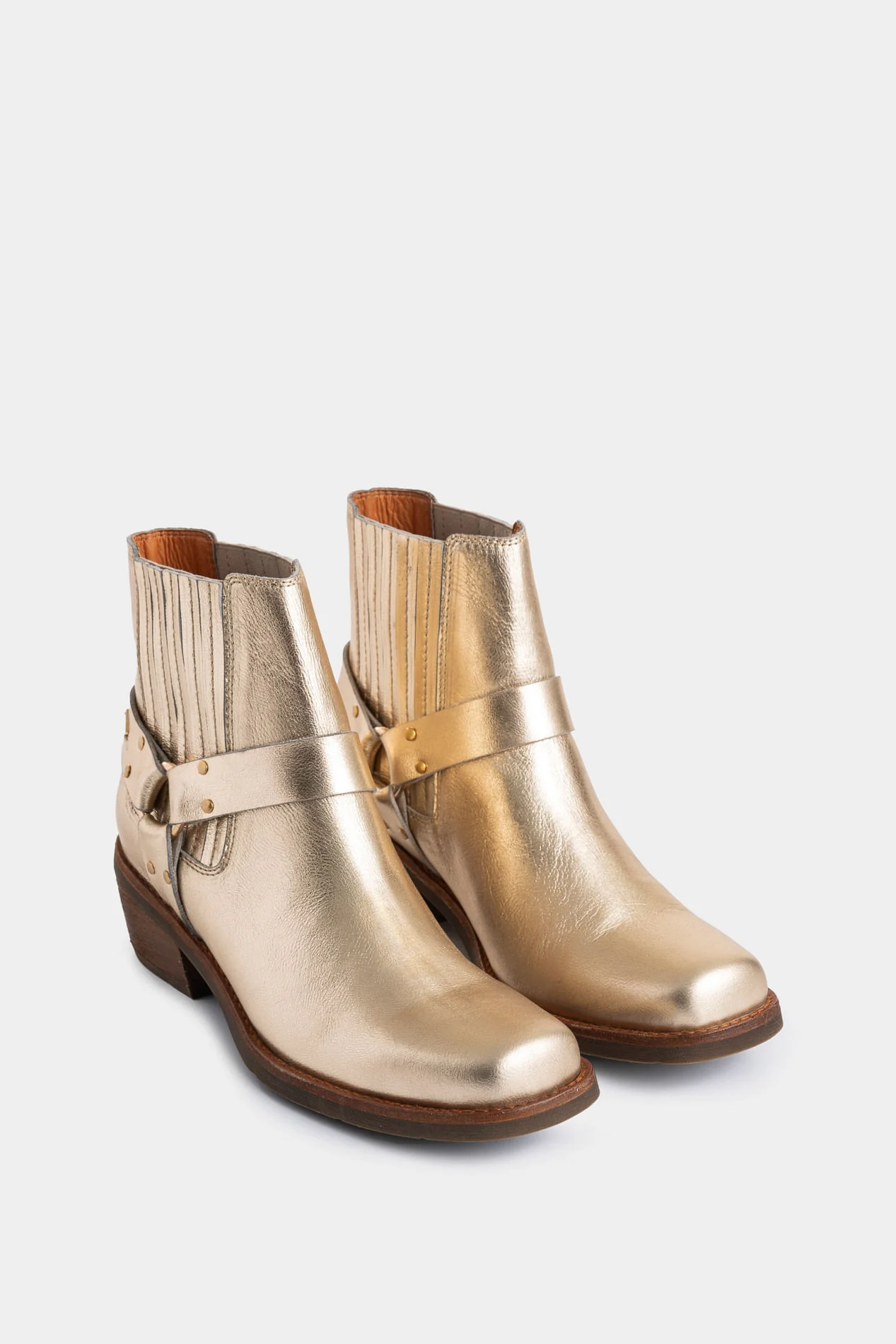 Dima square-toe Western booties in foil leather for women - Image 2