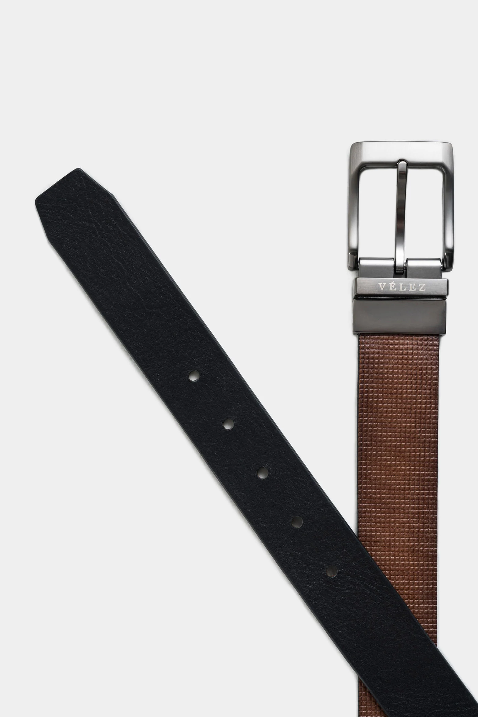 Double Faz Loir 2 Leather Belt with Trapezoid Tip for Men - Image 3