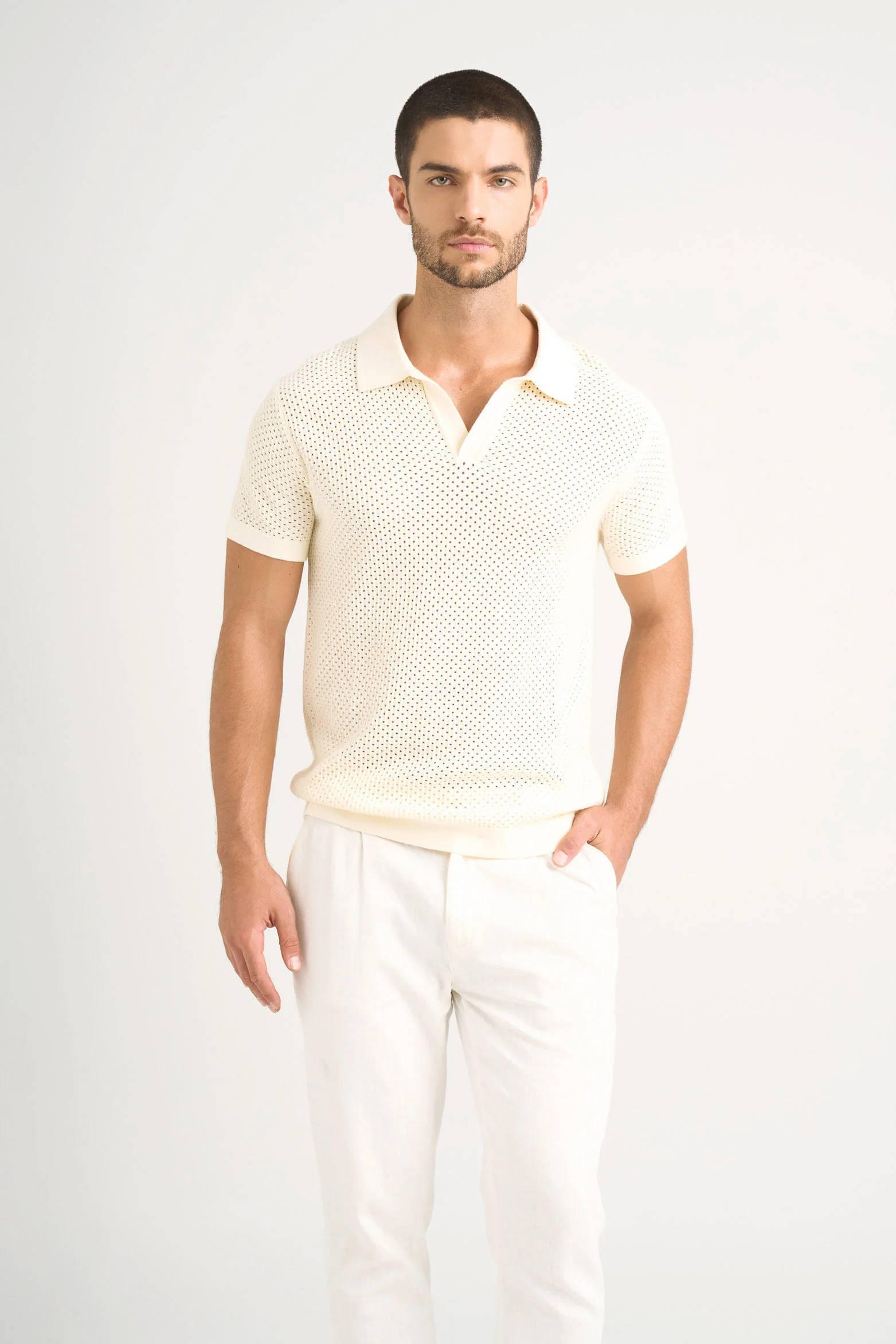 Draco 2.0 Textured Knit Short-Sleeve Polo for Men