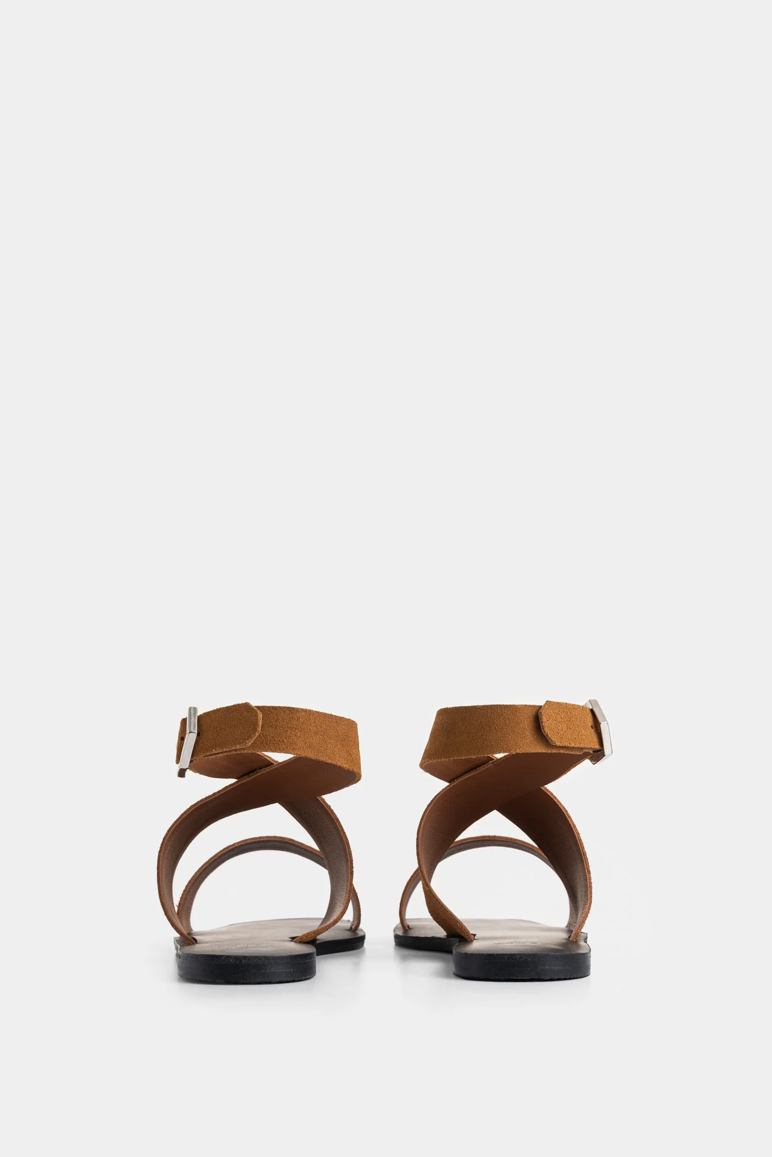 Draco Flat Sandal in Leather for Women with Ankle Tie - Image 3