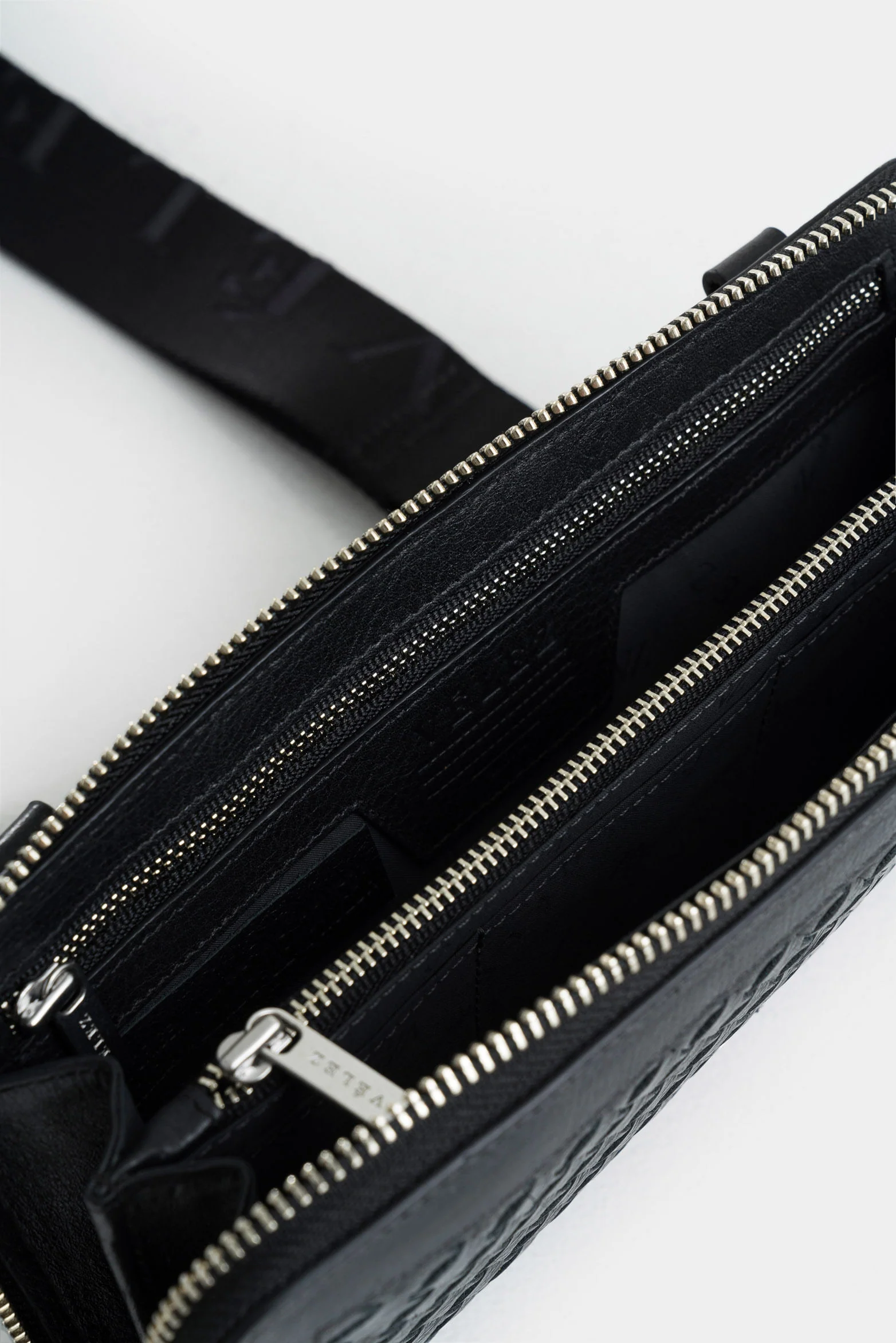 Elba Leather Sling Bag for Men with Front Weave in Black - Image 5
