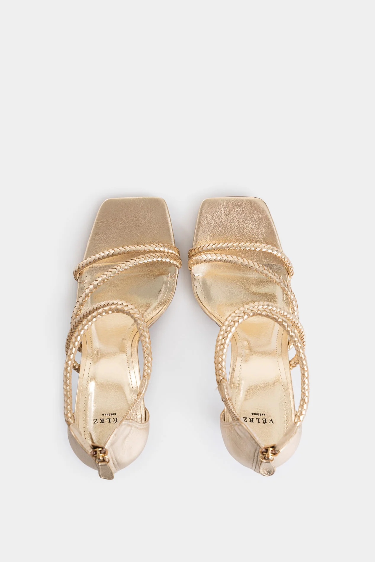 Foil leather heeled sandals for women braided strap - Image 4