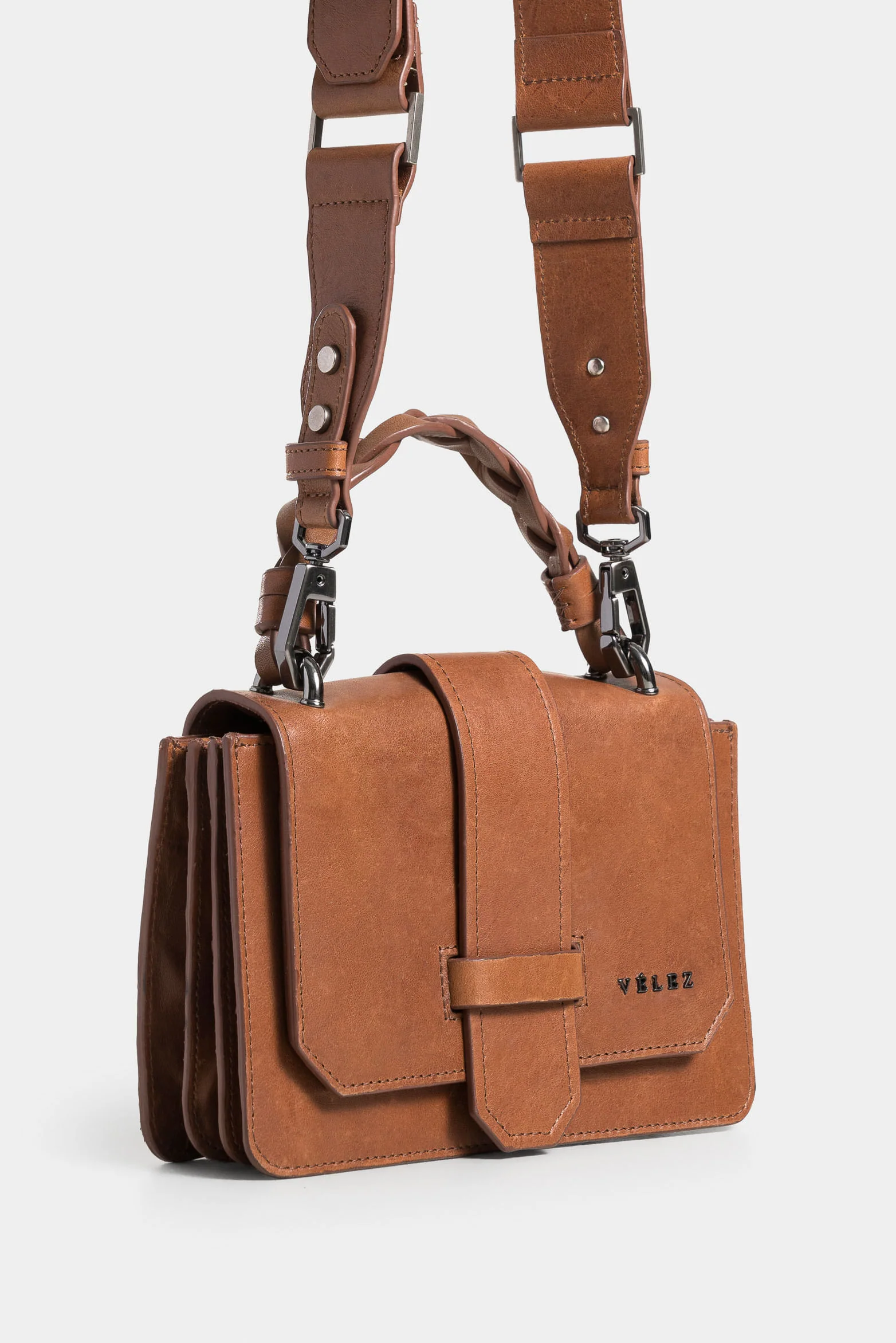 Garniel Mini Bowling BagLeather for Women with Braided Handle - Image 2