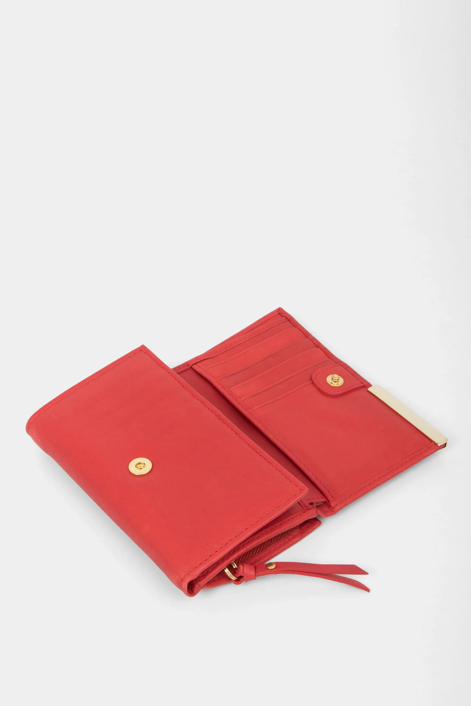 Genuine Leather Wallet in Red with Metallic Appliqué - Image 2