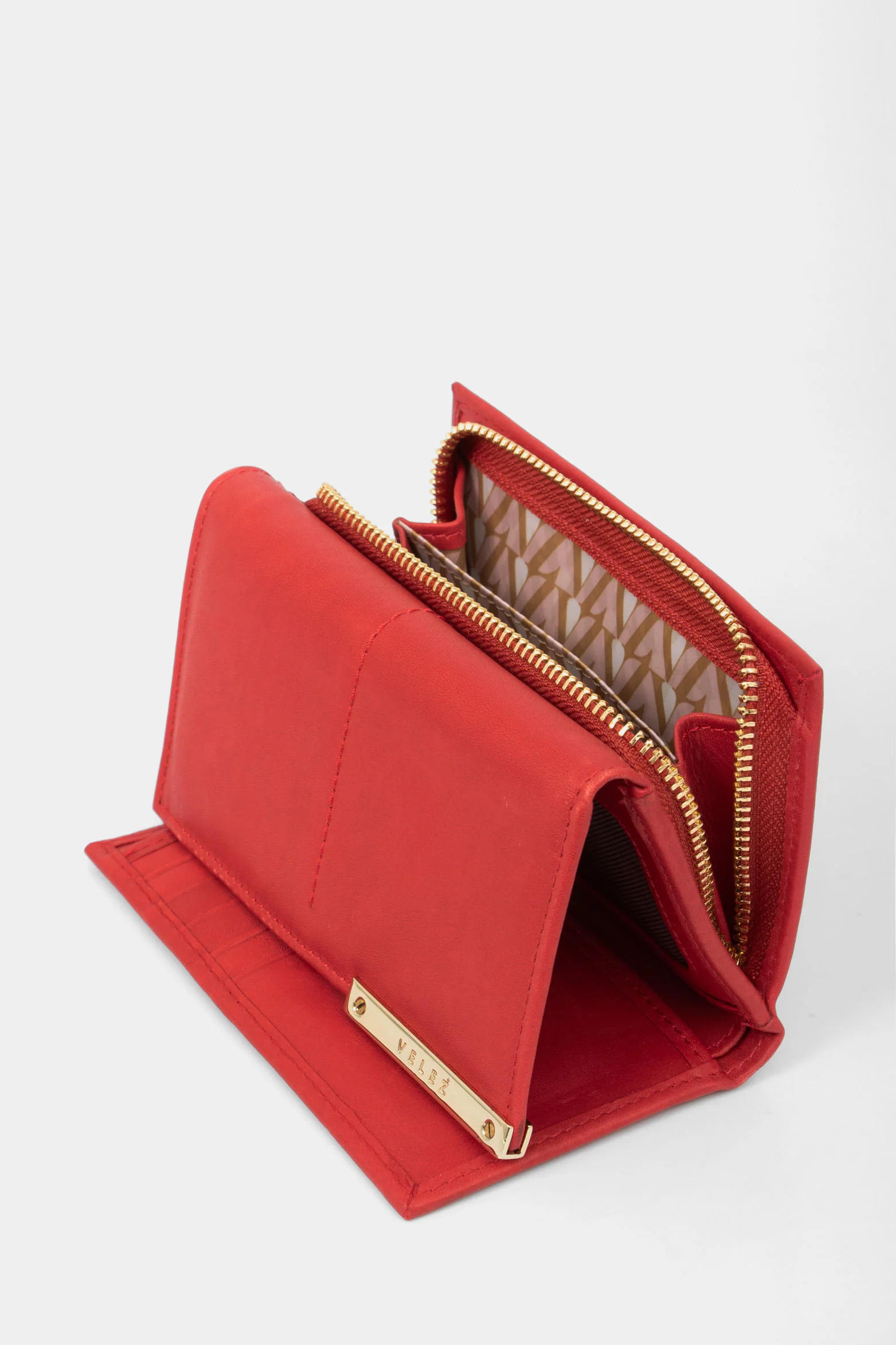 Genuine Leather Wallet in Red with Metallic Appliqué - Image 6