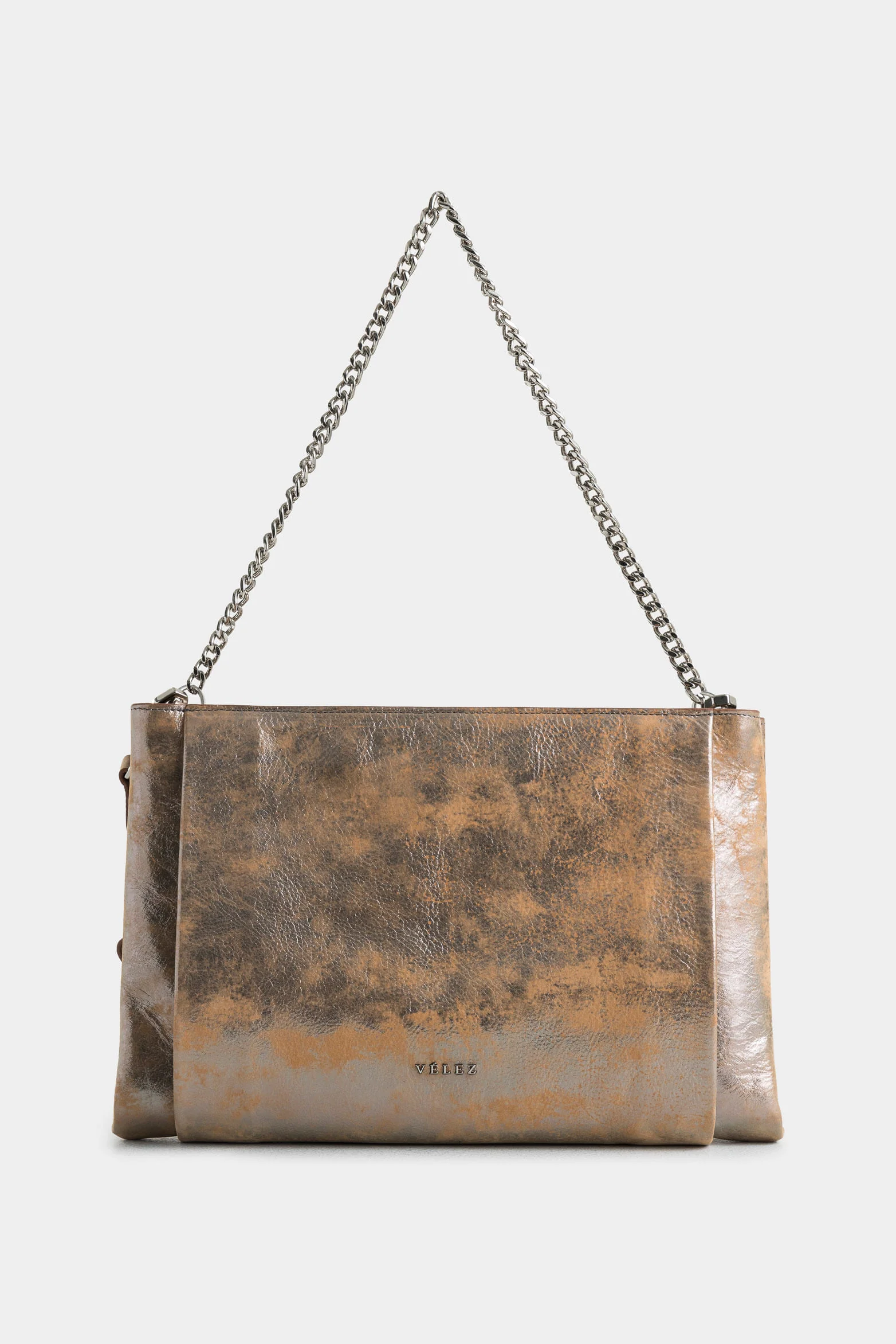 Glyceria Folia Leather Shopping Bag with Chain Hand Strap for Women