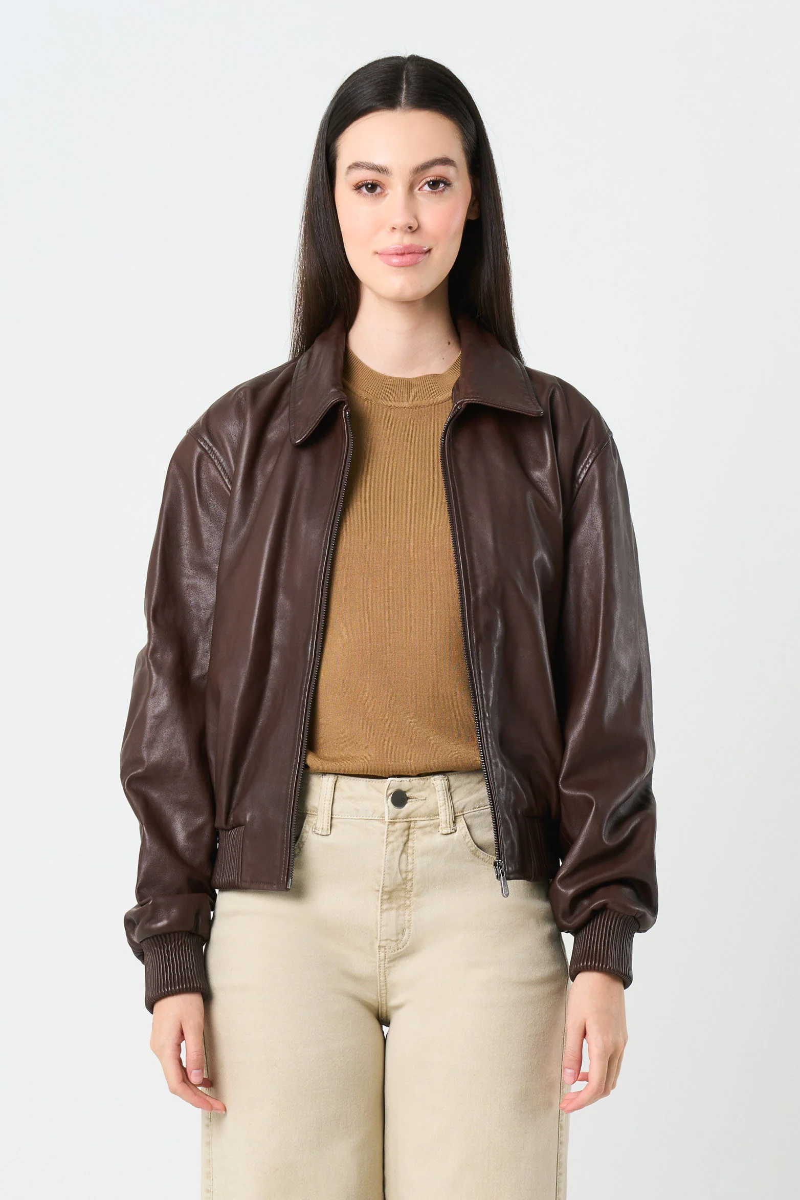 Hazel Women's Bomber Leather Jacket