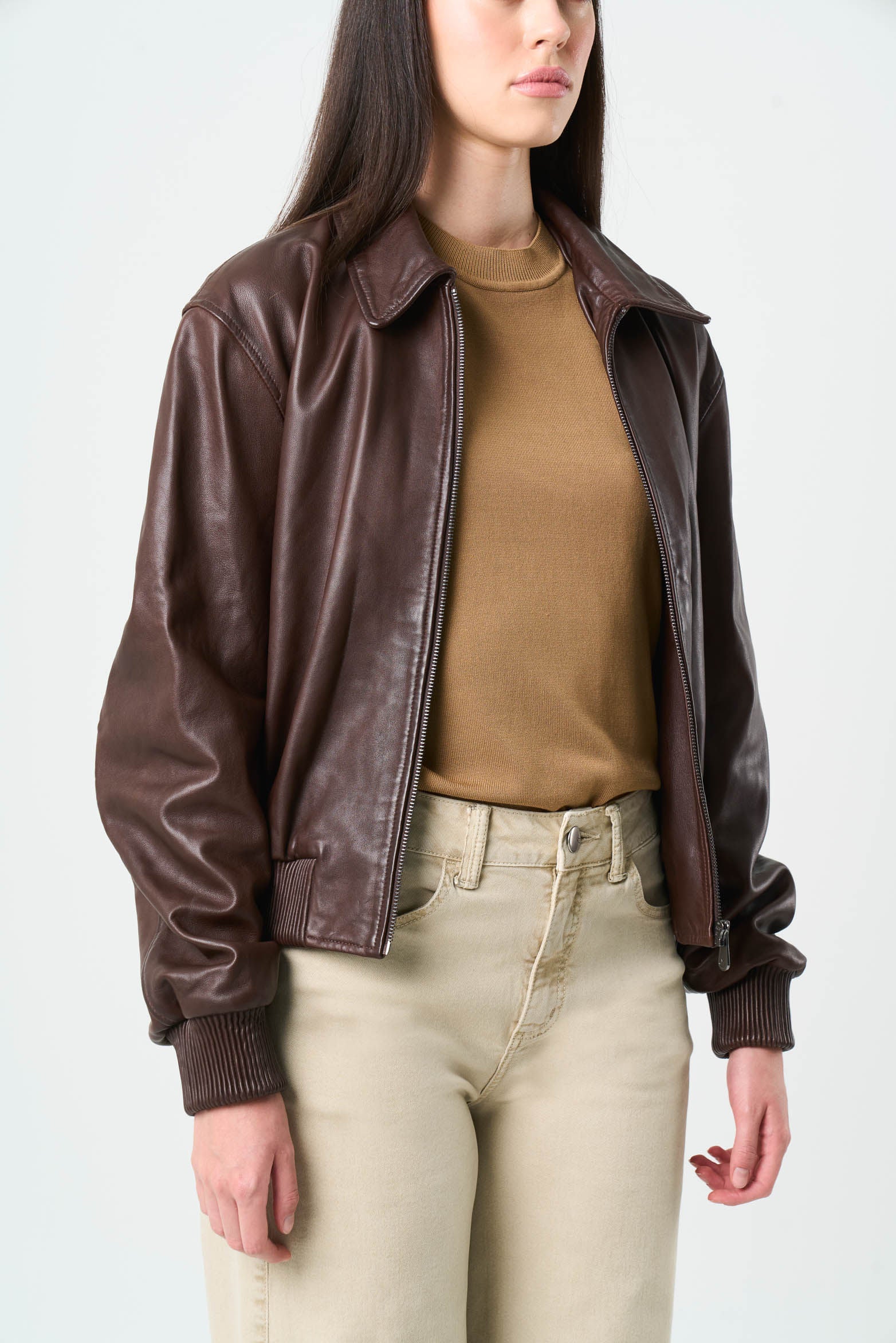 Hazel Women's Bomber Leather Jacket - Image 5