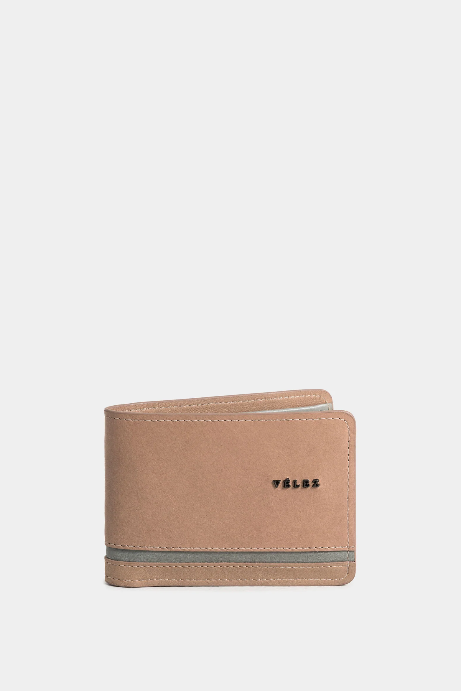 Hazelnut Leather Wallet for Men with Contrast Stripe