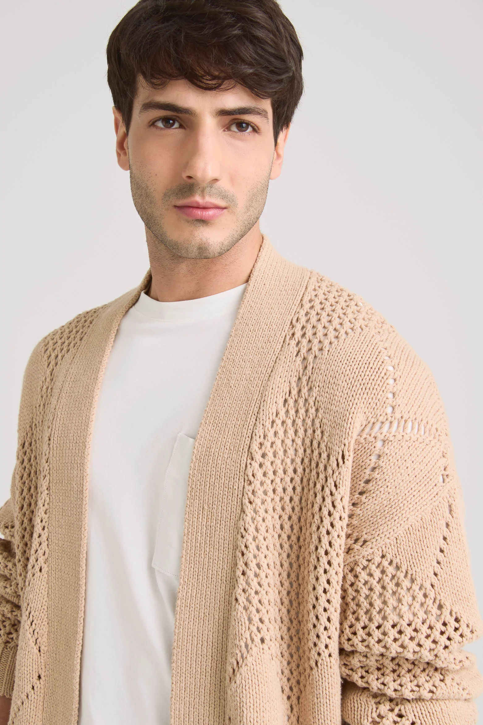 Helios Oversized Sweater for Men, Rectilinear Design - Image 3