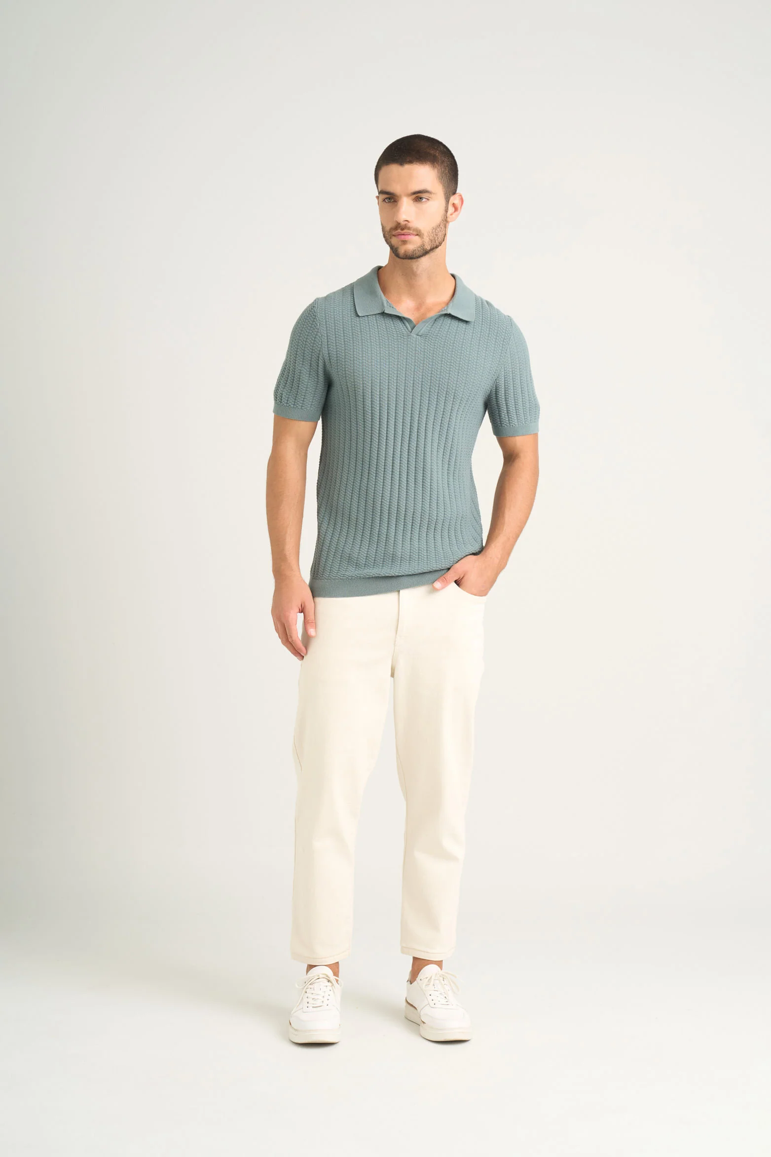 Hori Textu Knit Polo for Men - Image 2
