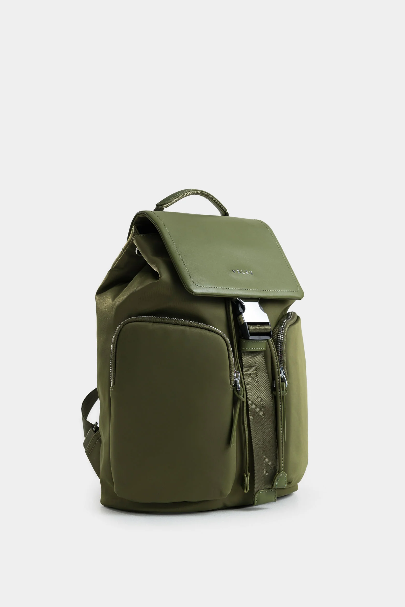 Ibiza Canvas and Leather Backpack with Green Clasp for Women - Image 2