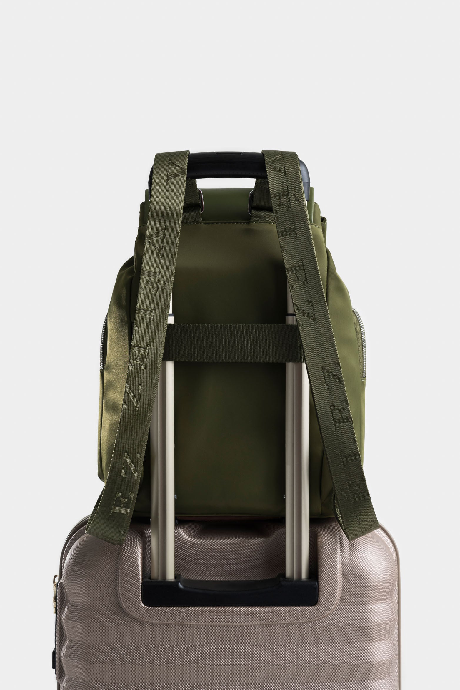 Ibiza Canvas and Leather Backpack with Green Clasp for Women - Image 3