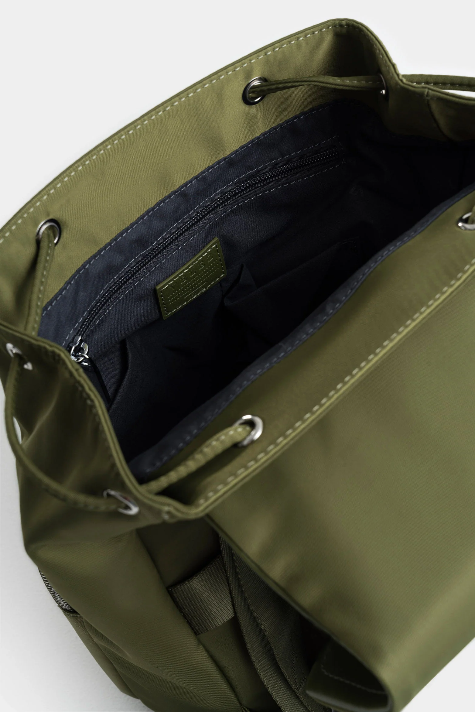 Ibiza Canvas and Leather Backpack with Green Clasp for Women - Image 6