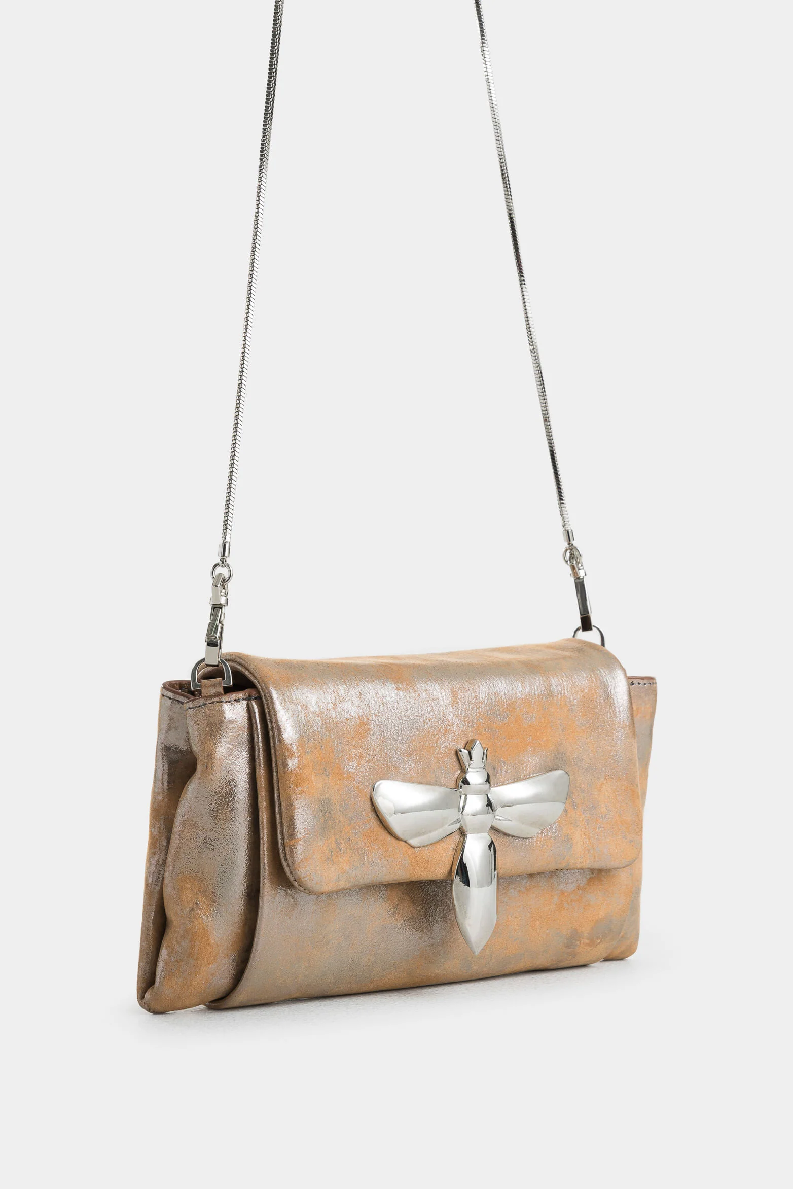 Iris Folia Leather Hands-Free Bag for Women with Bee Insignia - Image 2