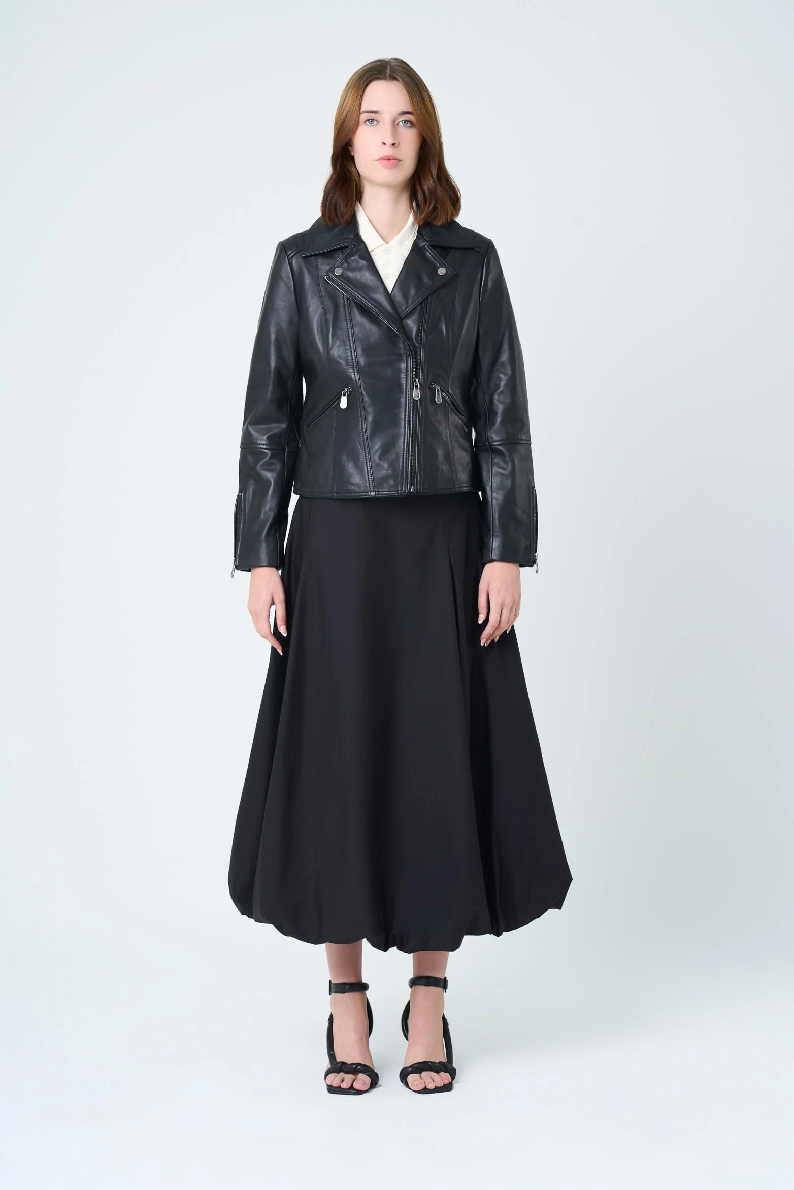 Island Biker Jacket in Leather for Women, Fitted - Image 4