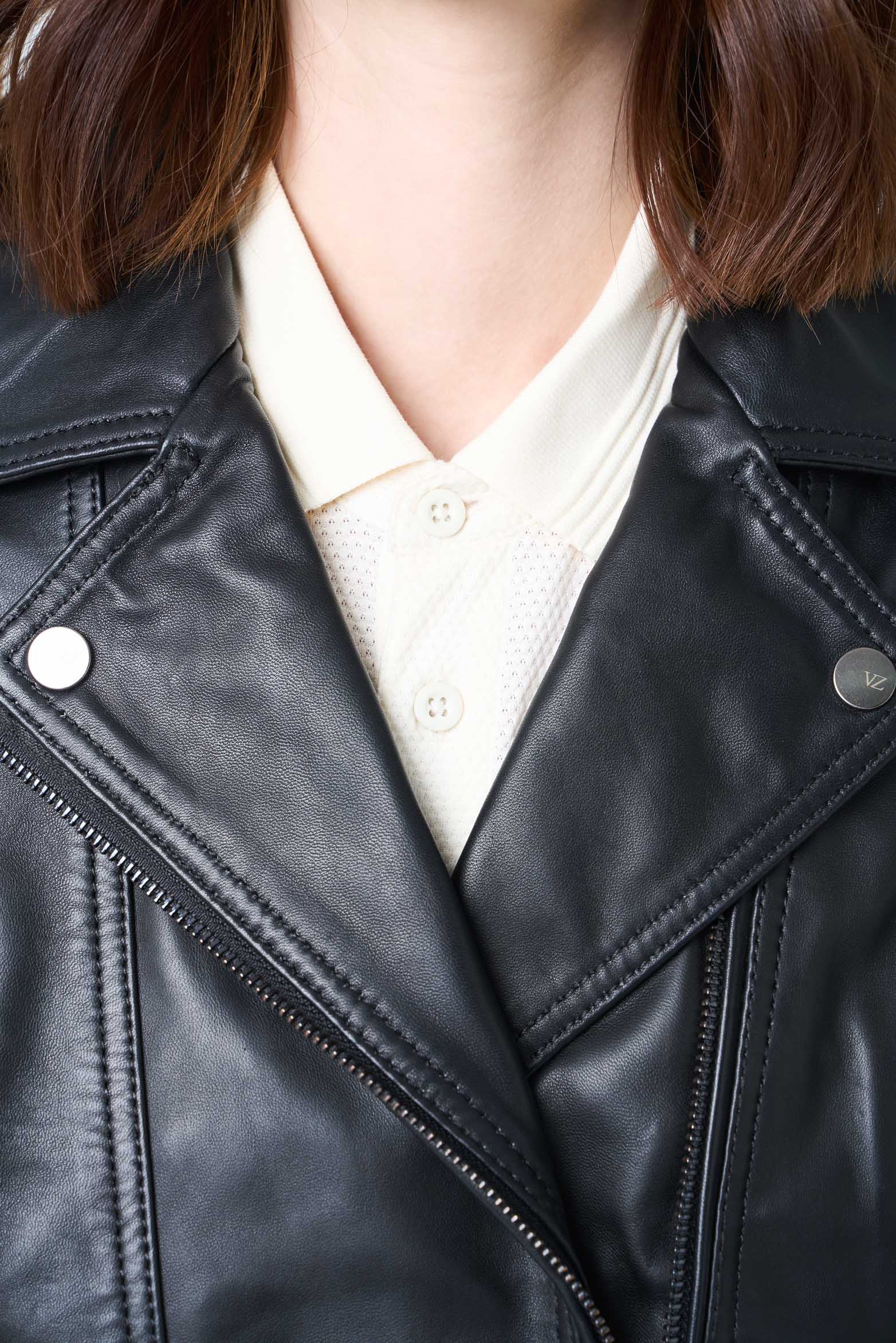 Island Biker Jacket in Leather for Women, Fitted - Image 6