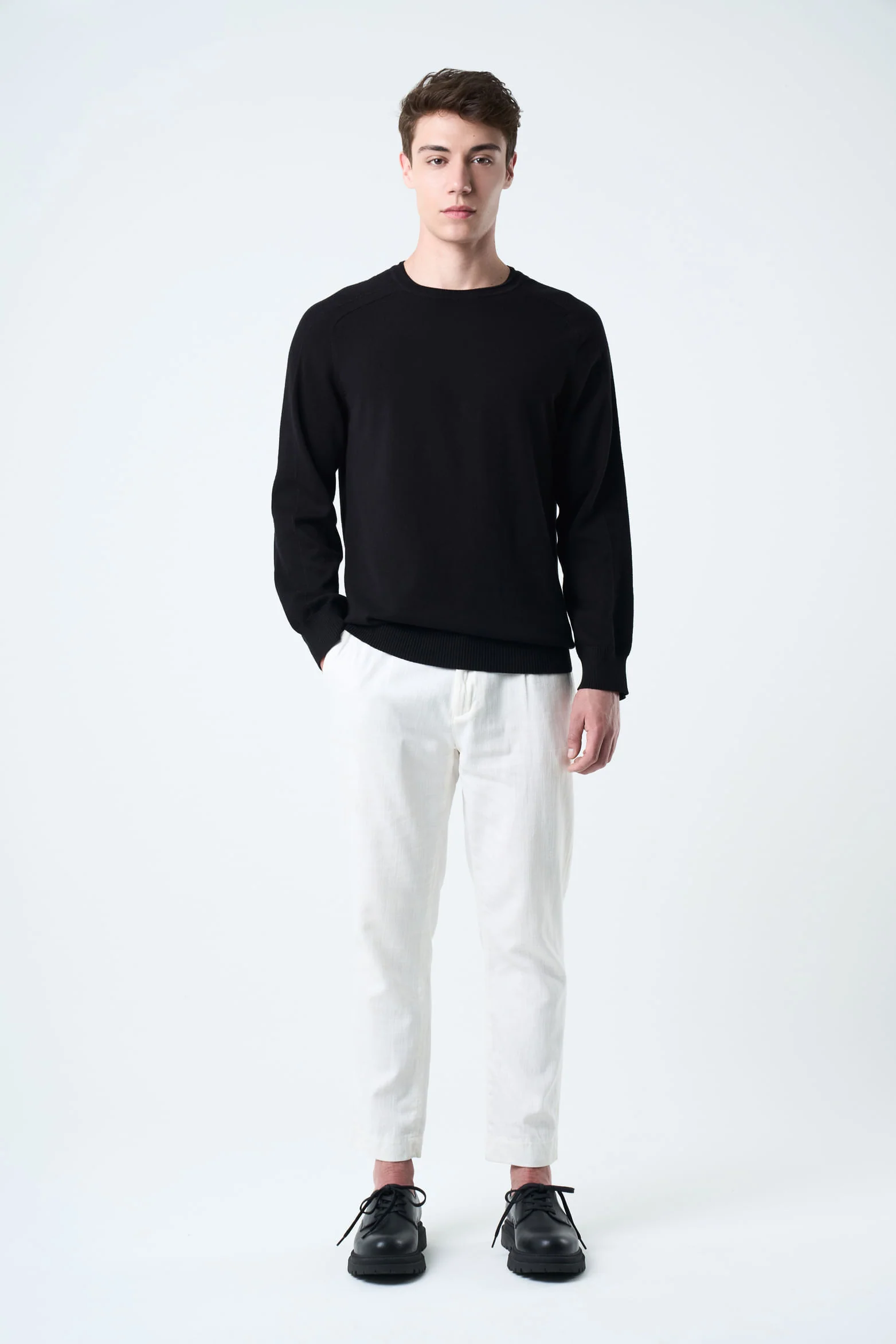 Knitted Cotton Sweater for Men with Raglan Sleeves - Image 4