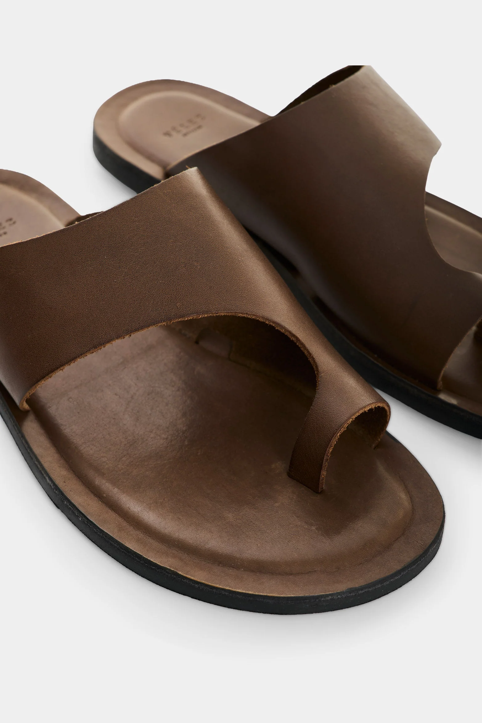 Leather Flat Sandals for Men Shell - Image 5