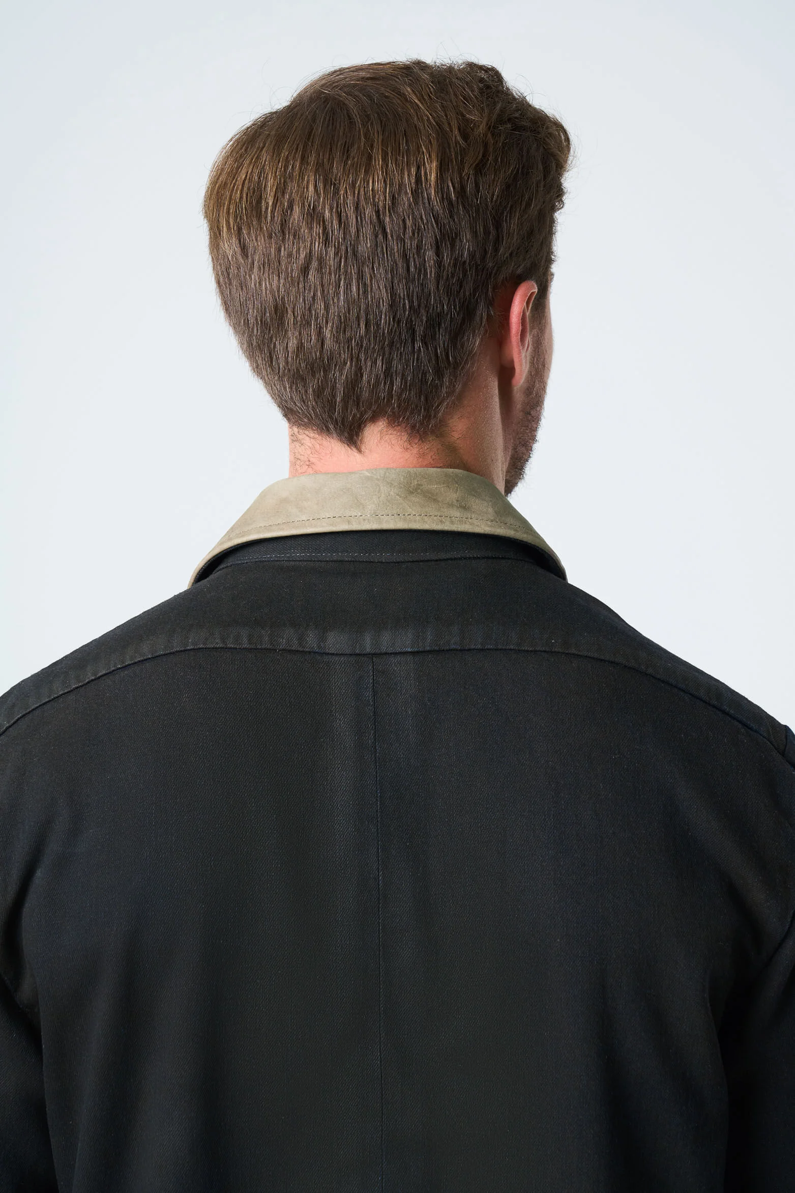 Lerna Jacket in Denim and Leather for Men, Trucker Silhouette - Image 7