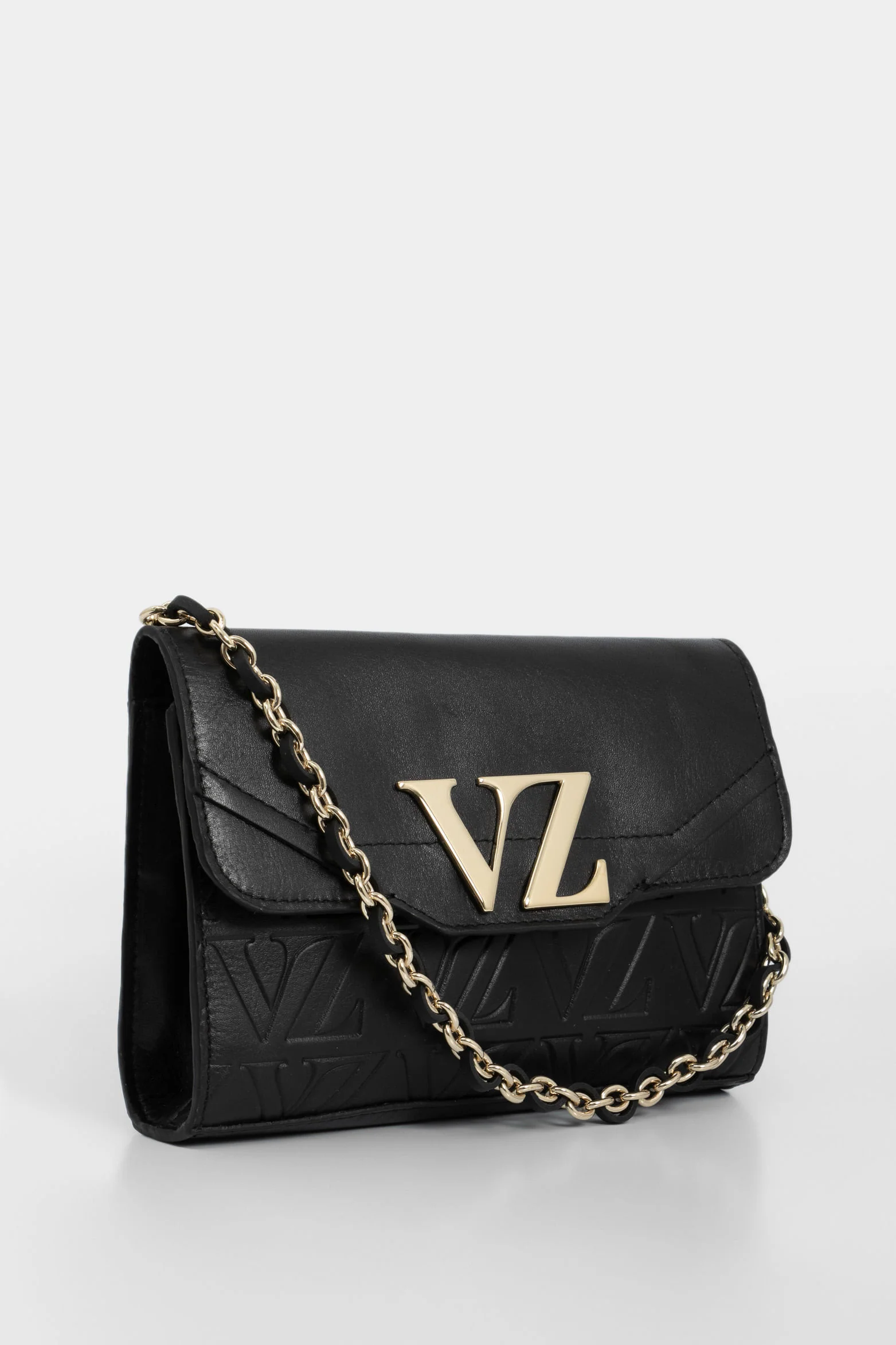 Lili Mini Shoulder Handbags in Embossed Black Leather - Image 3