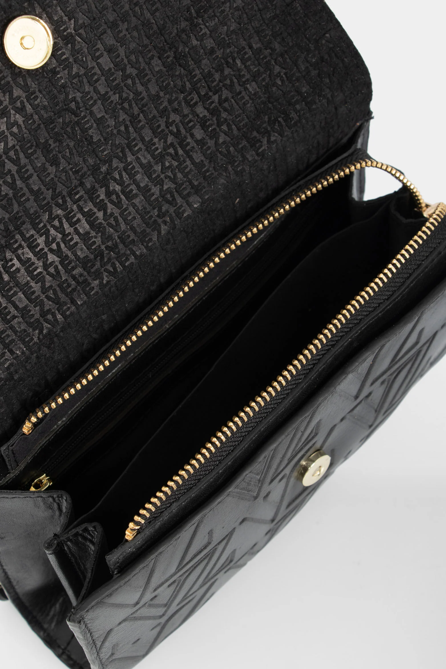 Lili Mini Shoulder Handbags in Embossed Black Leather - Image 5