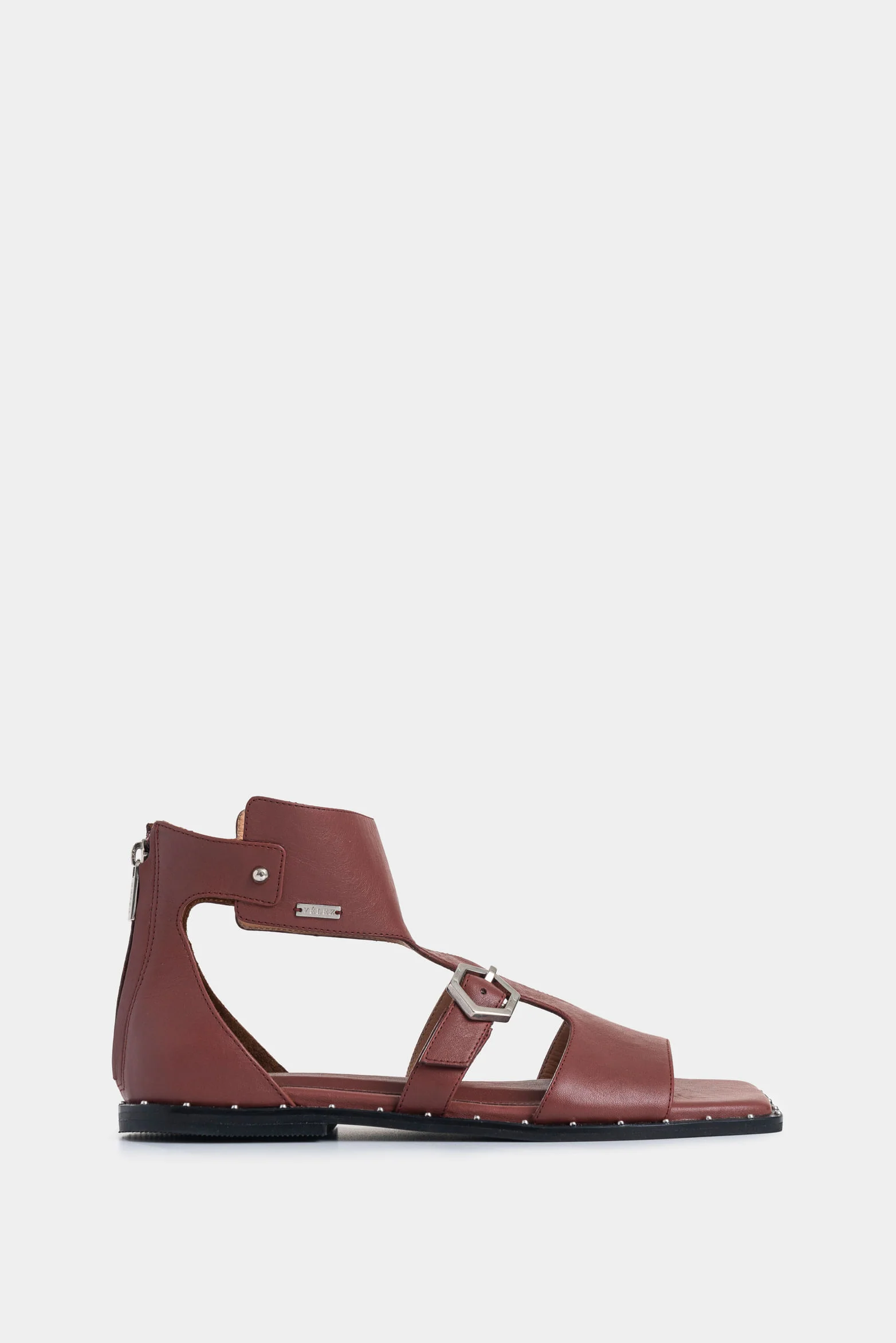 Lisha Leather Flat Sandals for Women with Stud Details
