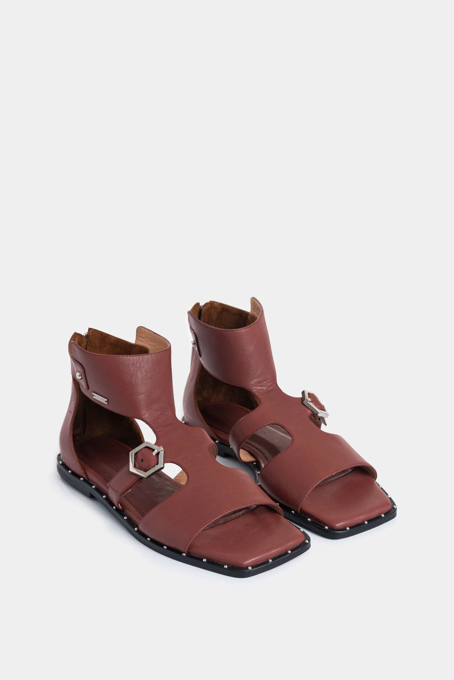 Lisha Leather Flat Sandals for Women with Stud Details - Image 2