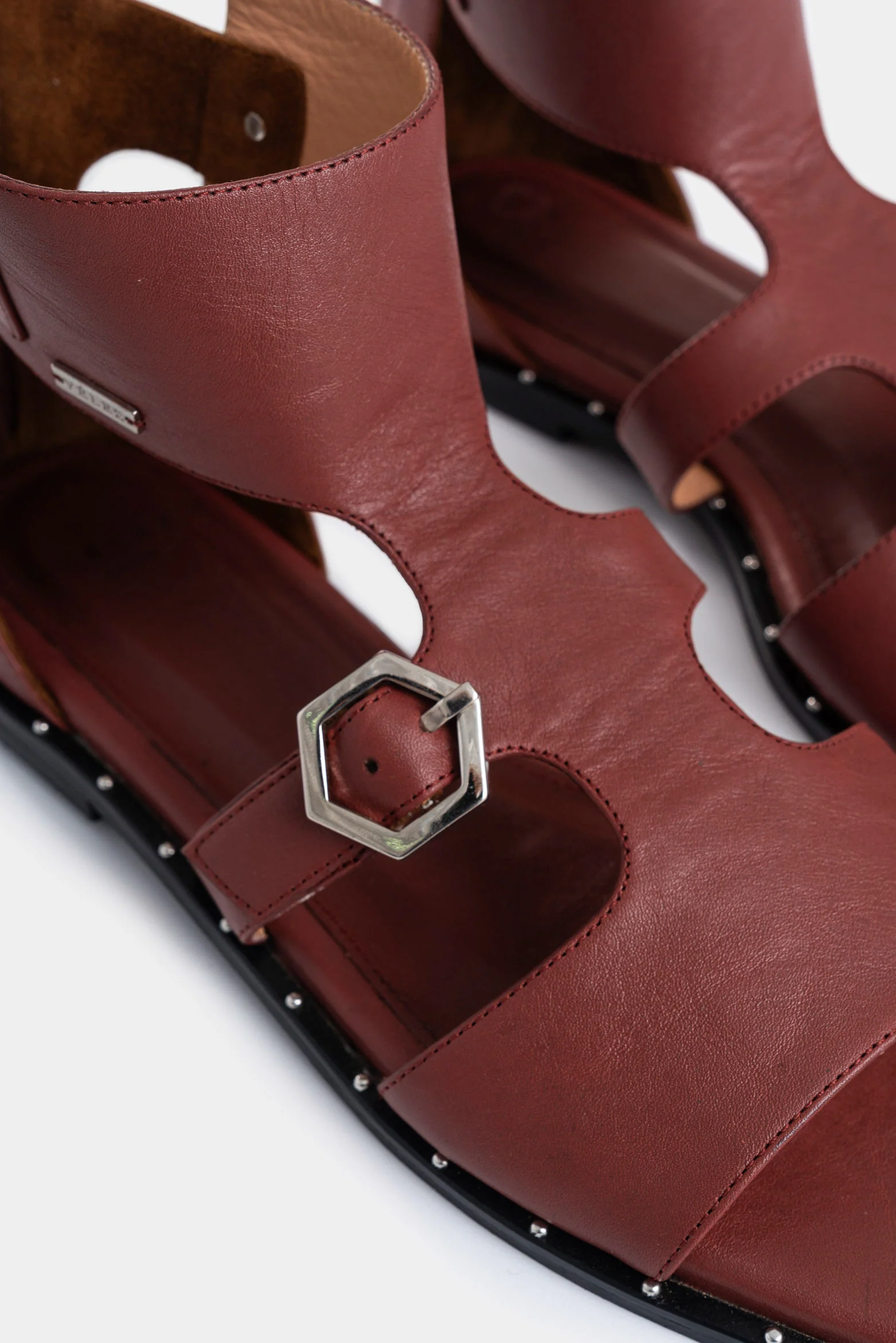 Lisha Leather Flat Sandals for Women with Stud Details - Image 5
