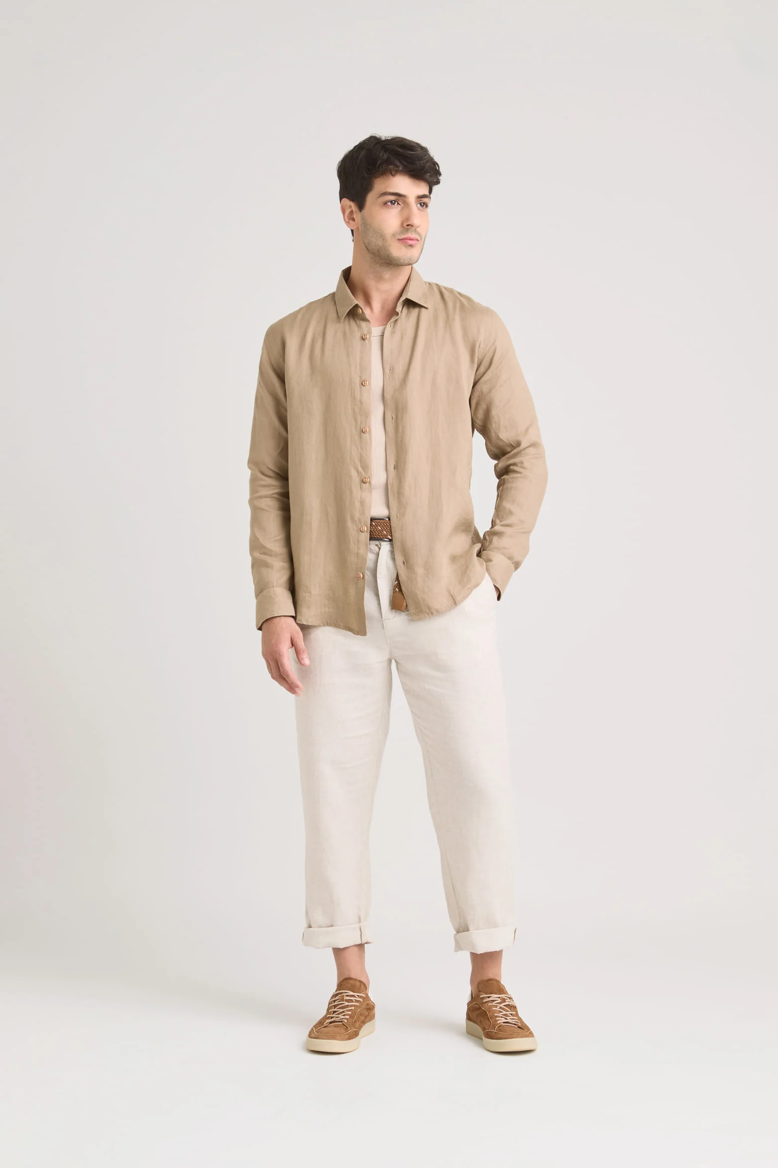 LongSleeve Linen Shirt for Men SemiFitted - Image 2