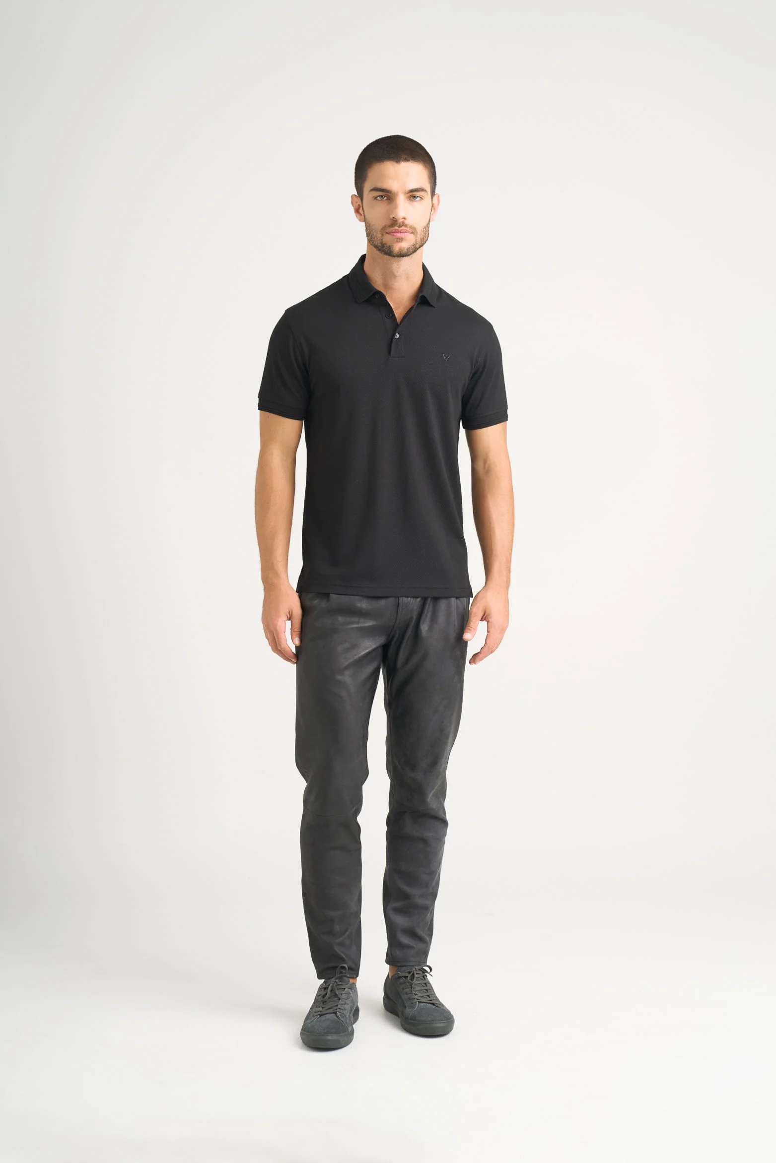 Lucca short-sleeve textured polo shirt for men - Image 2