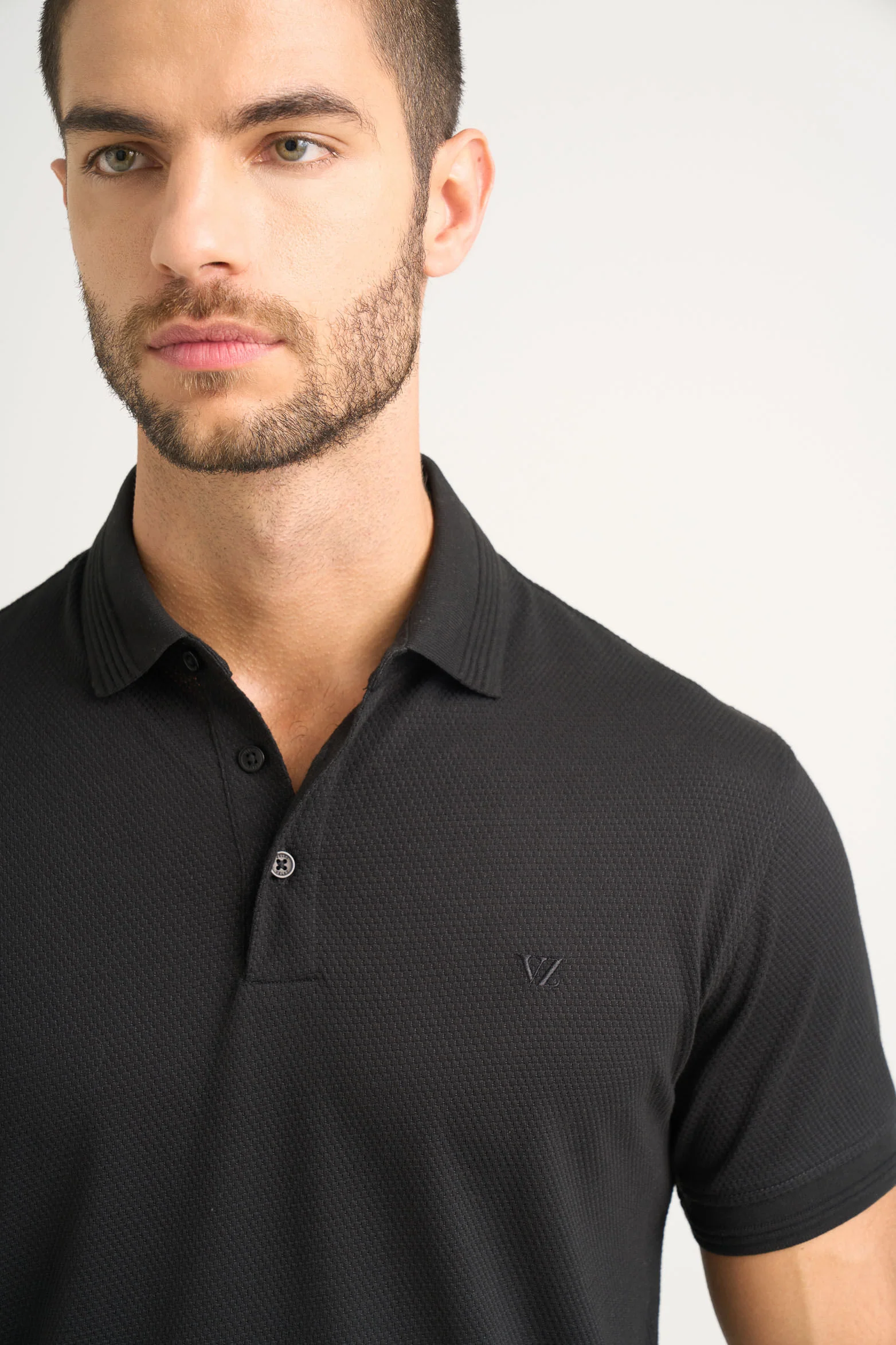 Lucca short-sleeve textured polo shirt for men - Image 3